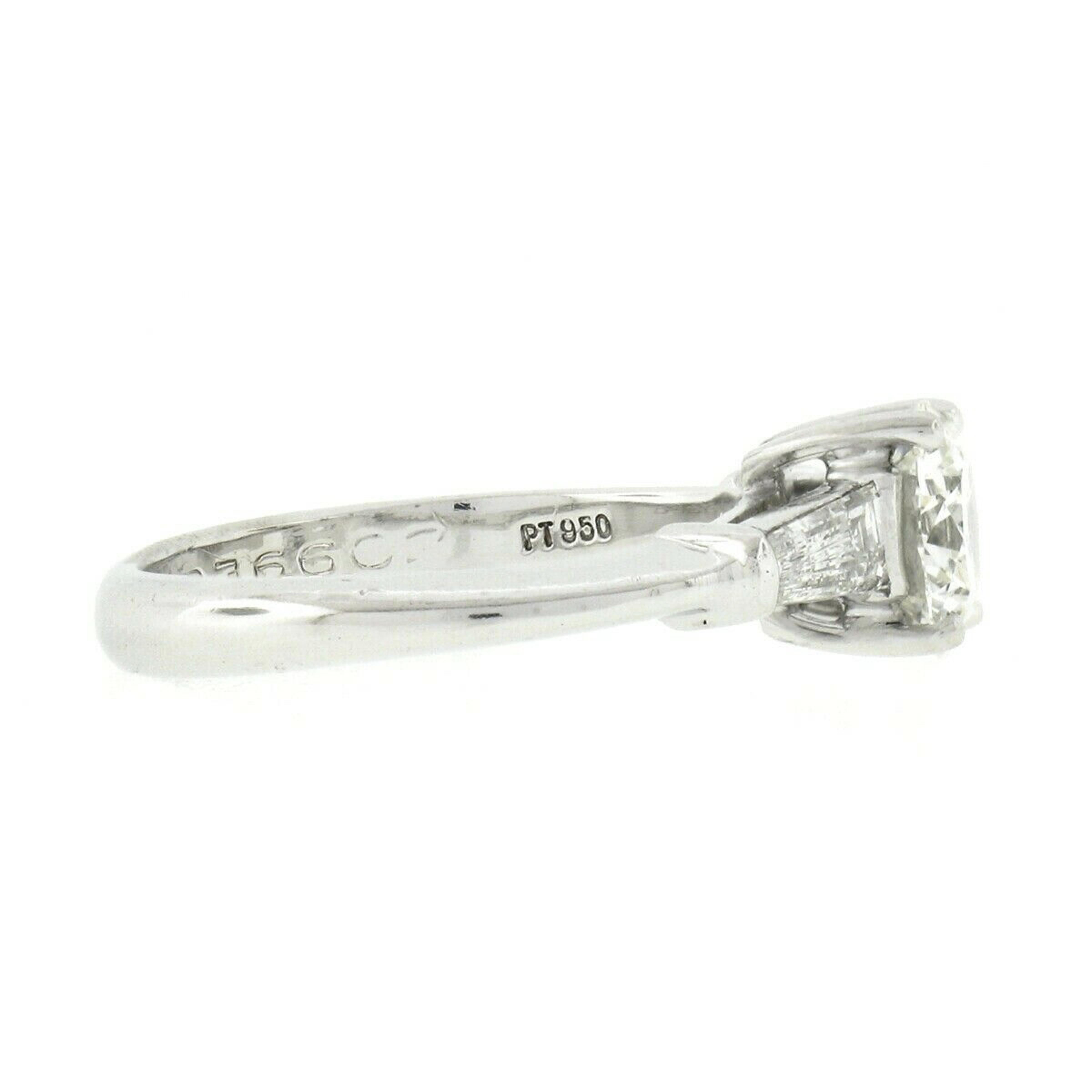 Tiffany & Co. Platinum GIA Round Diamond Baguette Sides Engagement Ring W Papers In Good Condition In Montclair, NJ