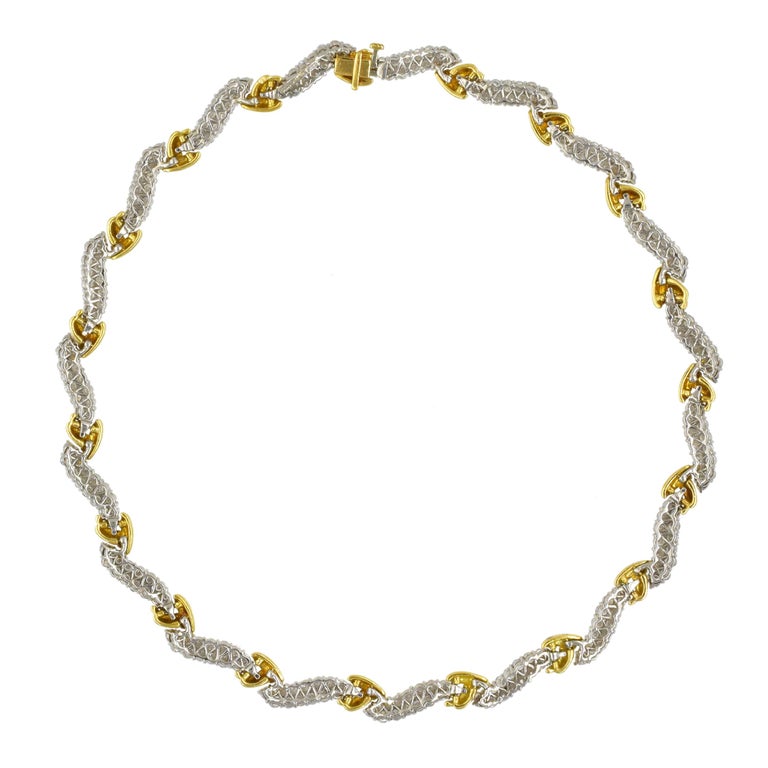 Tiffany & Co. Platinum, Gold and Diamond Necklace In Excellent Condition For Sale In New York, NY