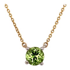 Tiffany & Co. Platinum, Gold and Peridot Solitaire Pendant