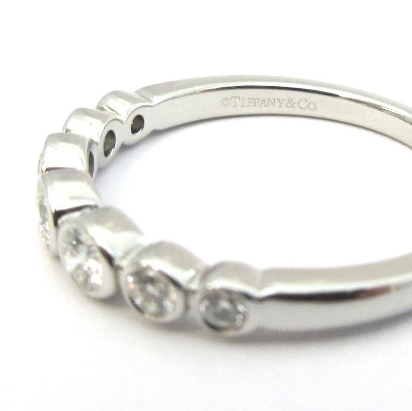 Tiffany & Co. Platinum Graduated Diamond Jazz Band Ring In Excellent Condition For Sale In Los Angeles, CA