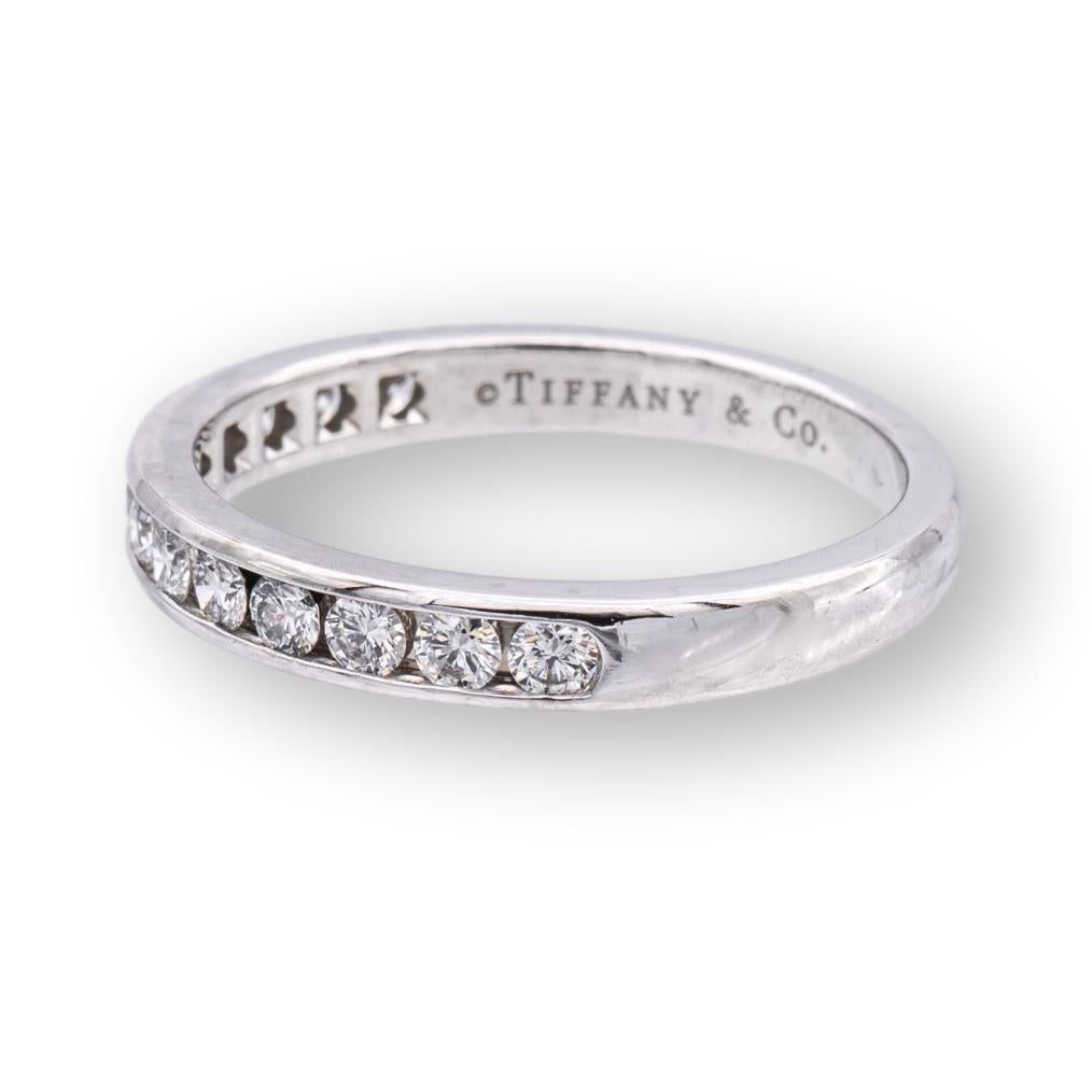 Modern Tiffany & Co. Platinum Half Circle Channel Set Diamond .33 Ct Band Ring Size 7