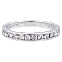 Tiffany & Co. Platinum Half Circle Channel Set Diamond .33 Ct Band Ring Size 7