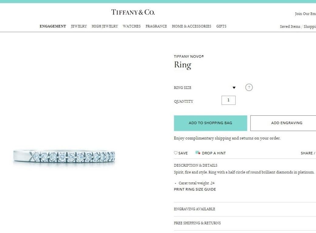 TIFFANY & Co. Platin Halbkreis Diamant Novo Band Ring 5,5 im Angebot 2