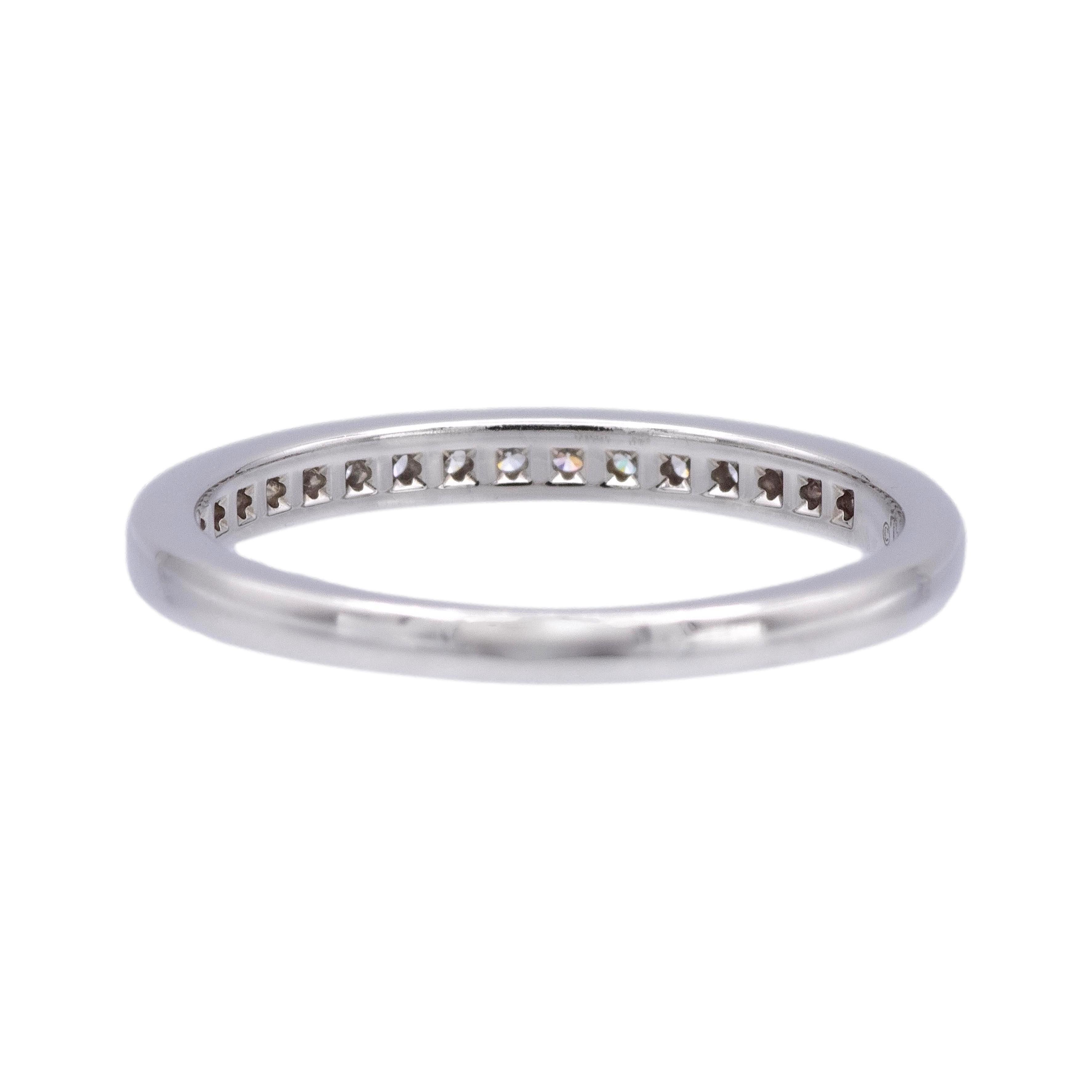 Brilliant Cut Tiffany & Co Platinum Half Circle Eternity Band Ring .17ct 2 mm Size 6 For Sale
