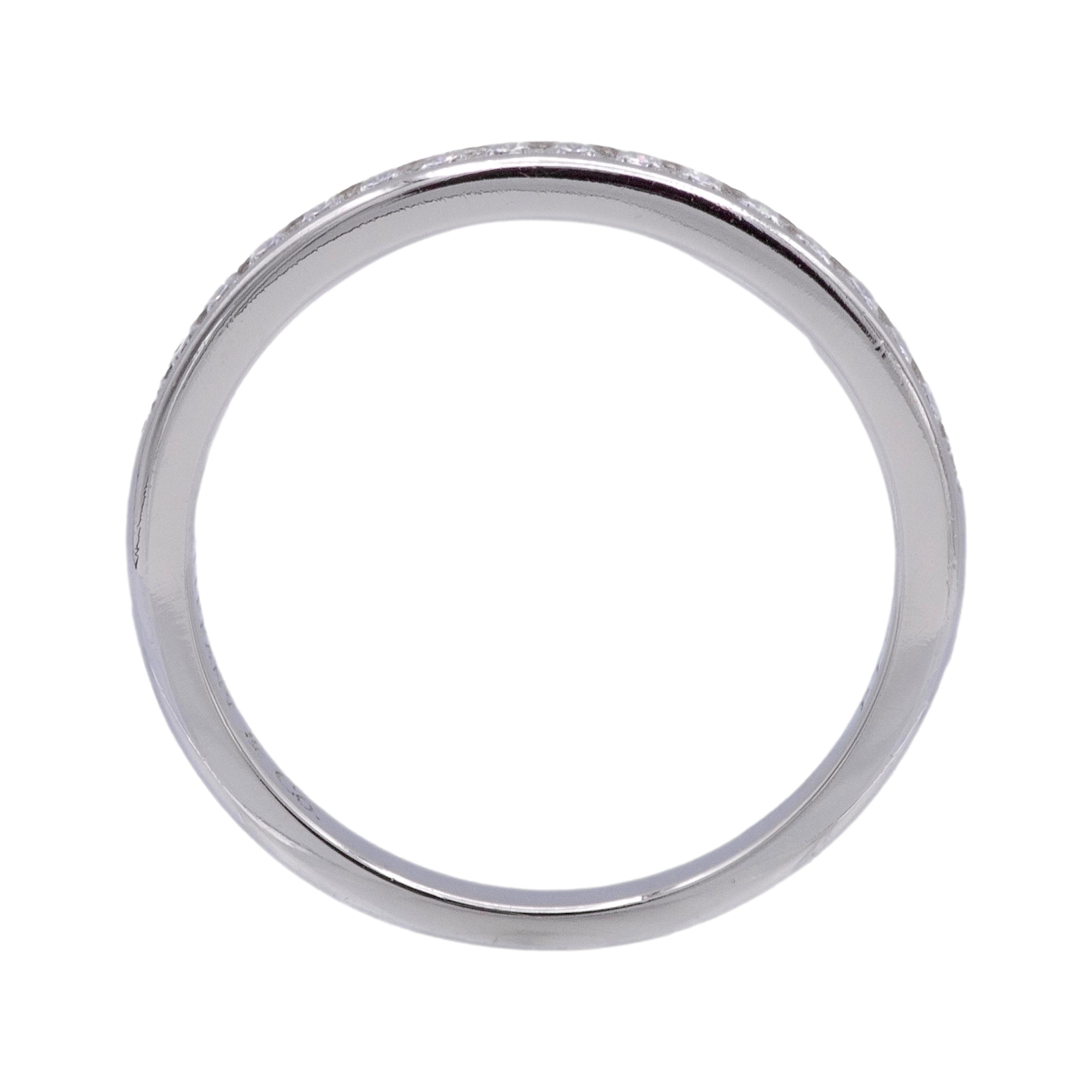 Tiffany & Co Platinum Half Circle Eternity Band Ring .17ct 2 mm Size 6 Pour femmes en vente