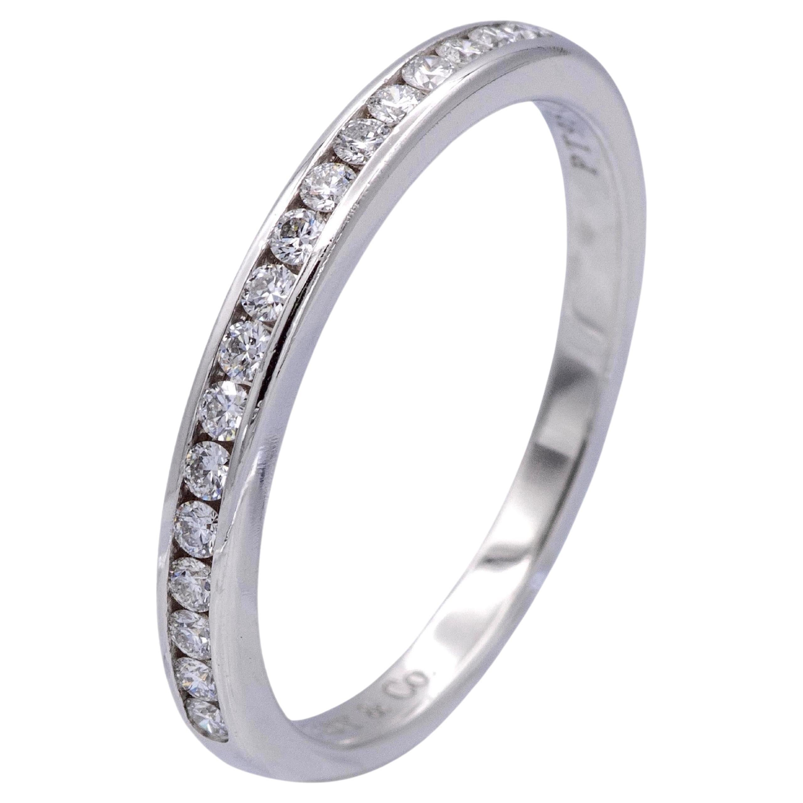 Tiffany & Co Platinum Half Circle Eternity Band Ring .17ct 2 mm Size 6 For Sale