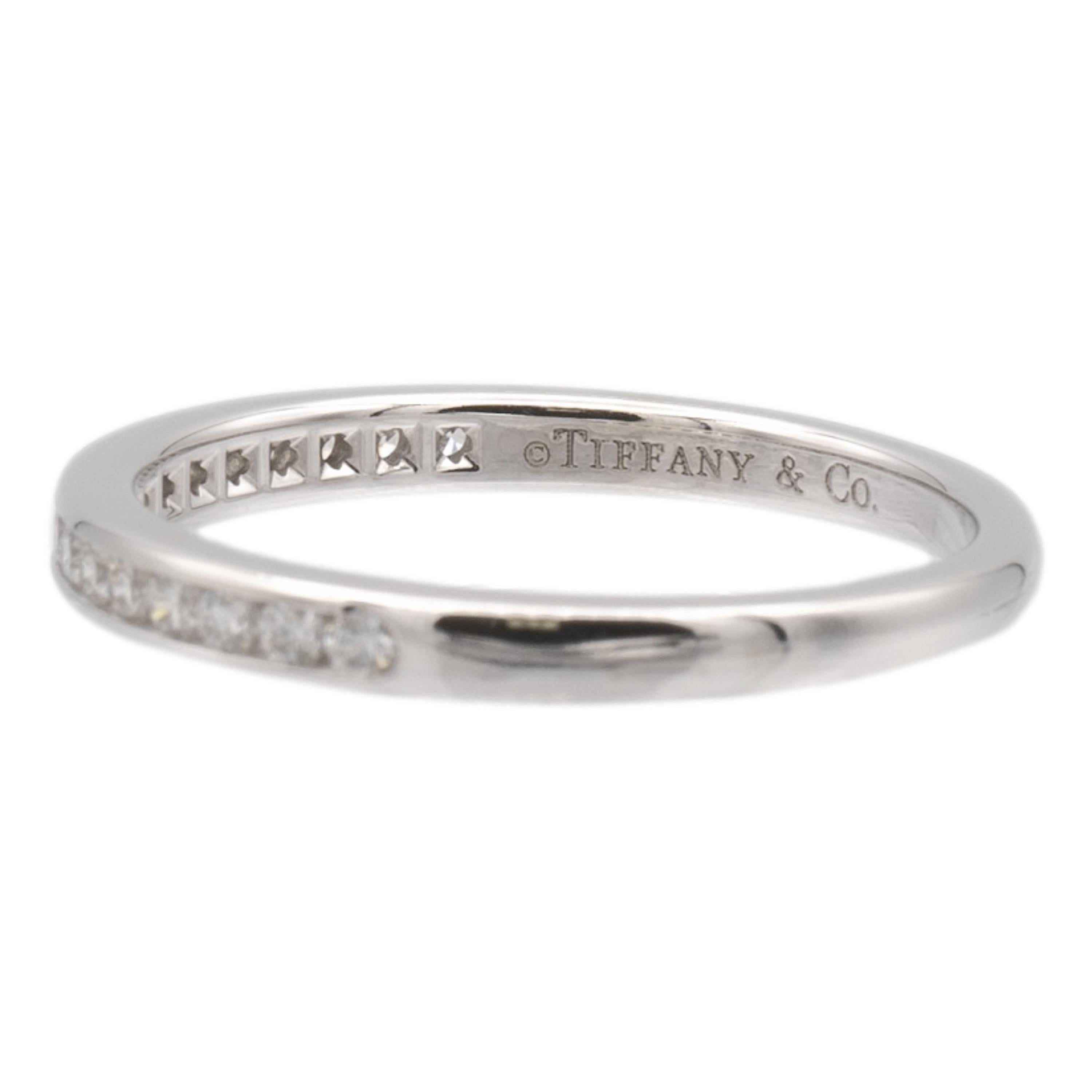 Brilliant Cut Tiffany & Co Platinum Half Circle Eternity Band Ring .17ct 2 mm Size 6.5 For Sale