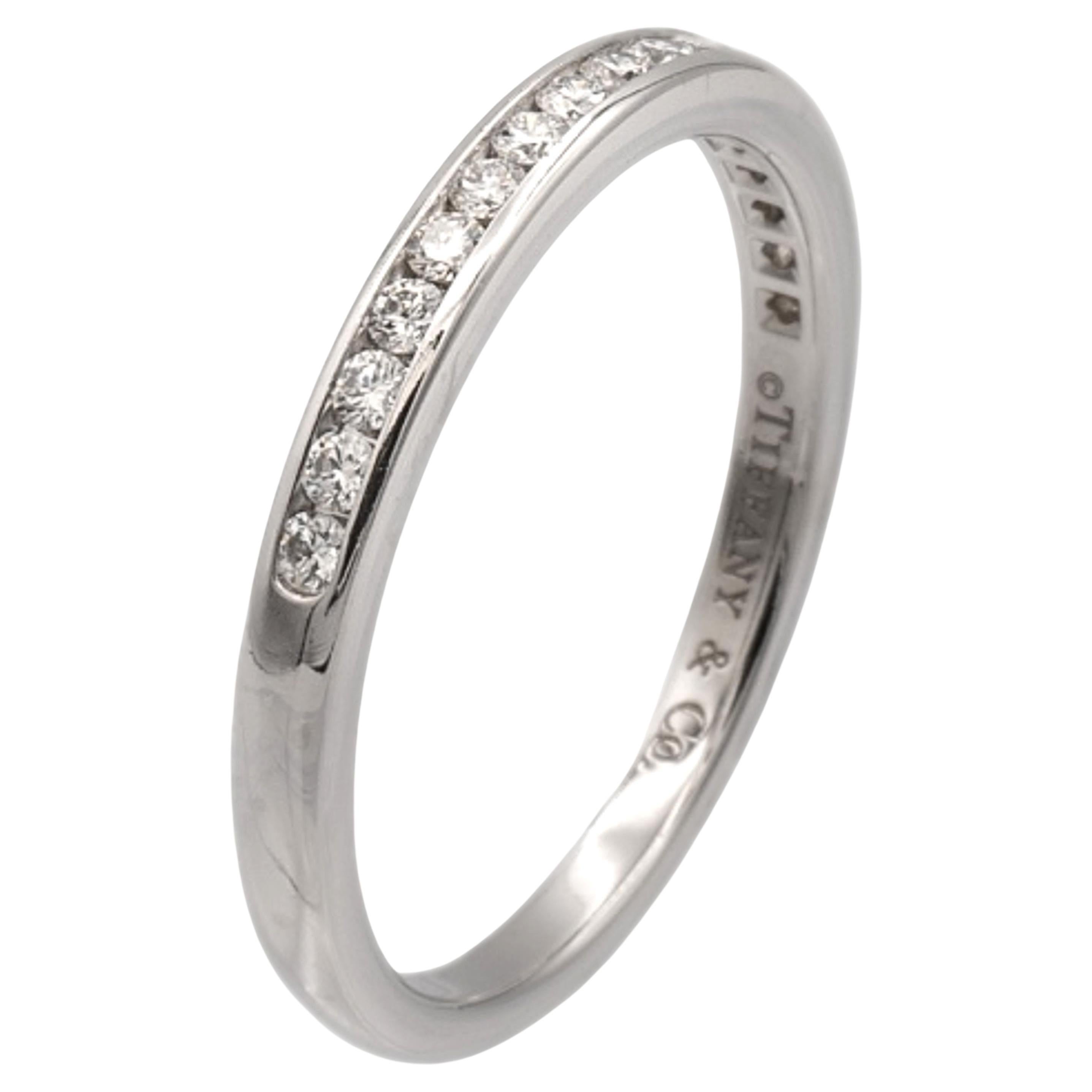 Tiffany & Co Platinum Half Circle Eternity Band Ring .17ct 2 mm Size 6.5 For Sale