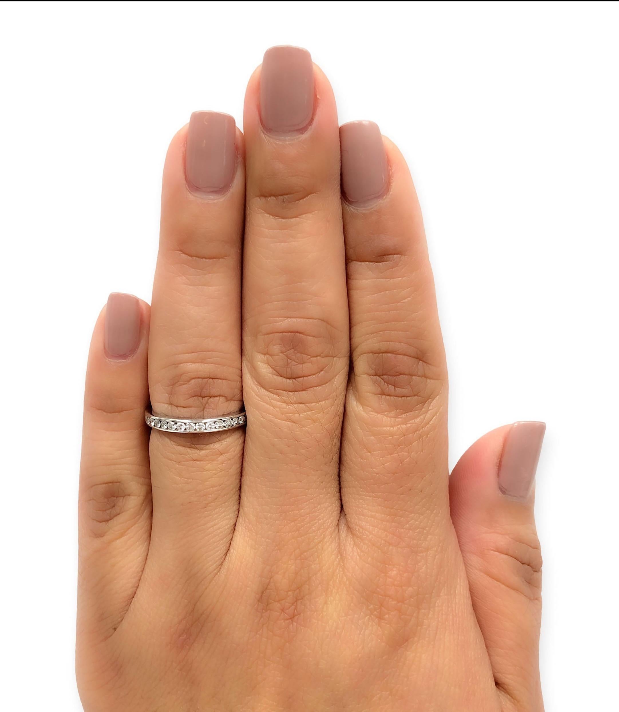 Round Cut Tiffany & Co Platinum Half Circle Eternity Band Ring .24 Carat with Receipt