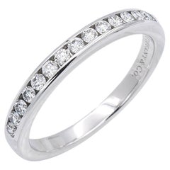 Tiffany & Co Platinum Half Circle Eternity Band Ring .24 ct 2.5mm with receipt