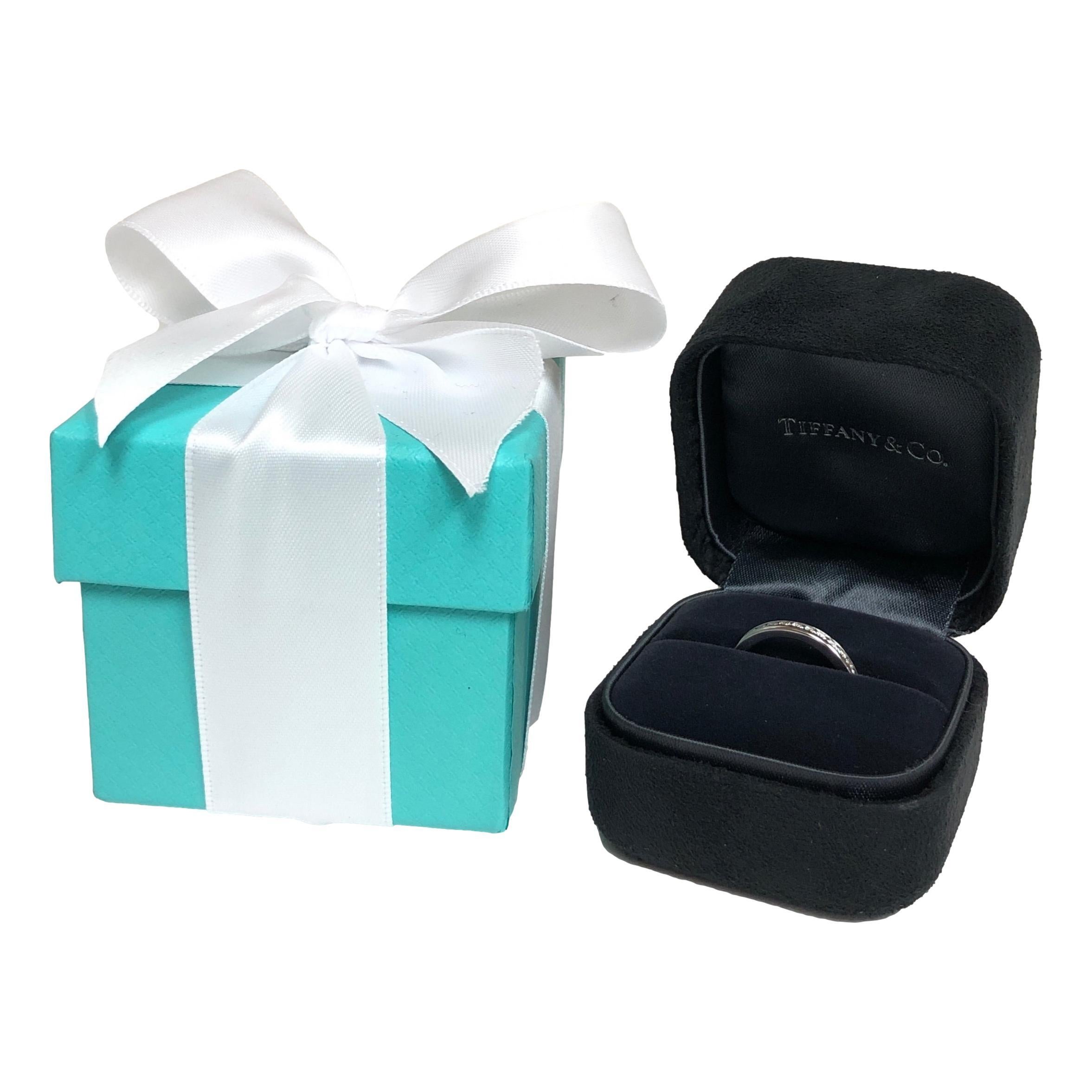 Round Cut Tiffany & Co. Platinum Halfway Wedding Band Ring 0.24 Cts Size 5