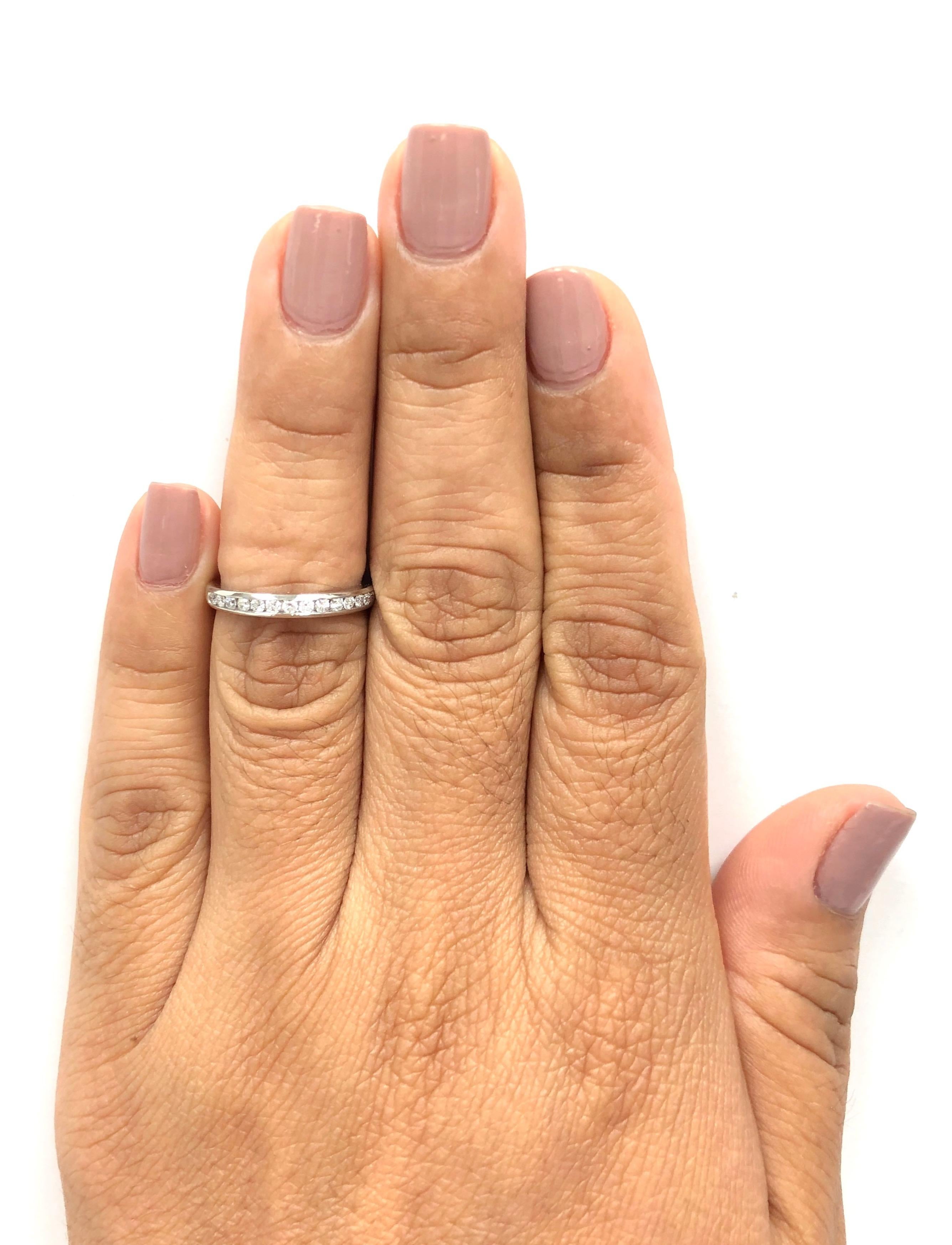 Modern Tiffany & Co. Platinum Halfway Wedding Band Ring 0.24 Cts Size 5