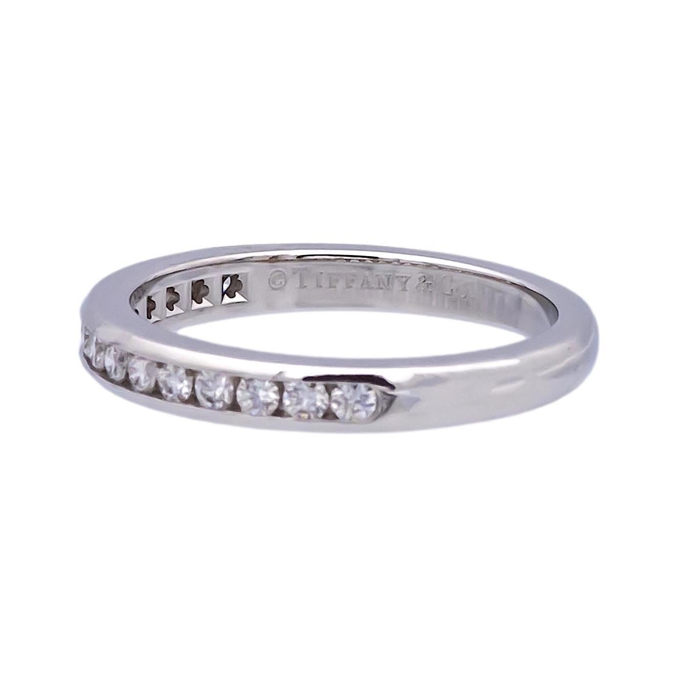 Modern Tiffany & Co. Platinum Halfway Wedding Band Ring 0.24 Cts Size 5