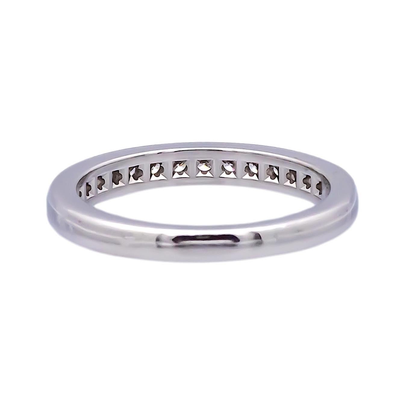 Round Cut Tiffany & Co. Platinum Halfway Wedding Band Ring 0.24 Cts Size 5 For Sale