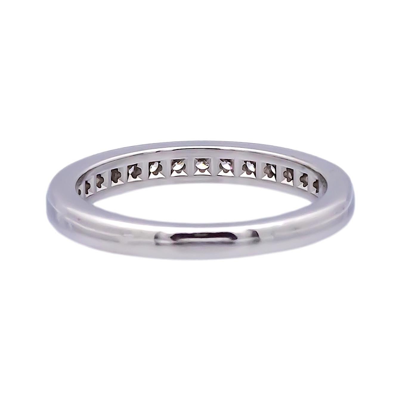 Round Cut Tiffany & Co. Platinum Halfway Wedding Band Ring 0.24 Cts Size 5