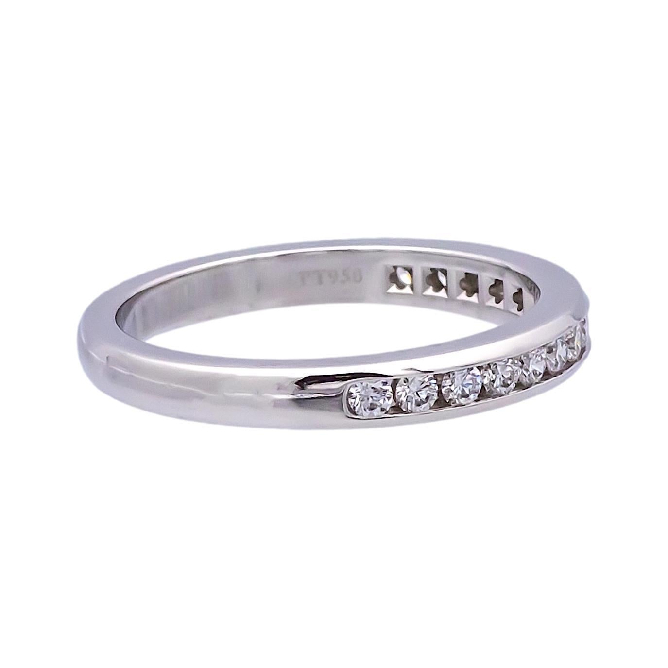 Tiffany & Co. Platinum Halfway Wedding Band Ring 0.24 Cts Size 5 In Excellent Condition In New York, NY