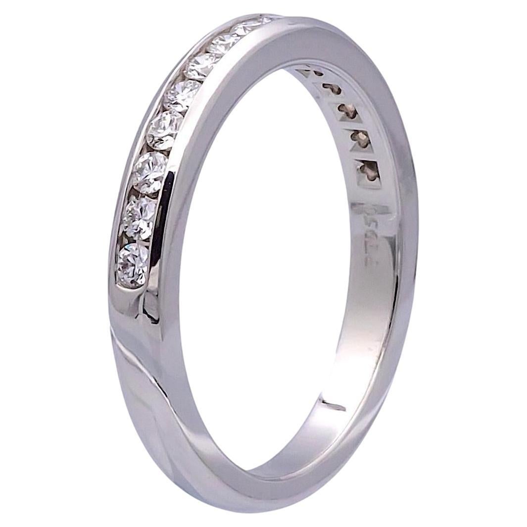 Tiffany & Co. Platinum Halfway Wedding Band Ring 0.24 Cts Size 5