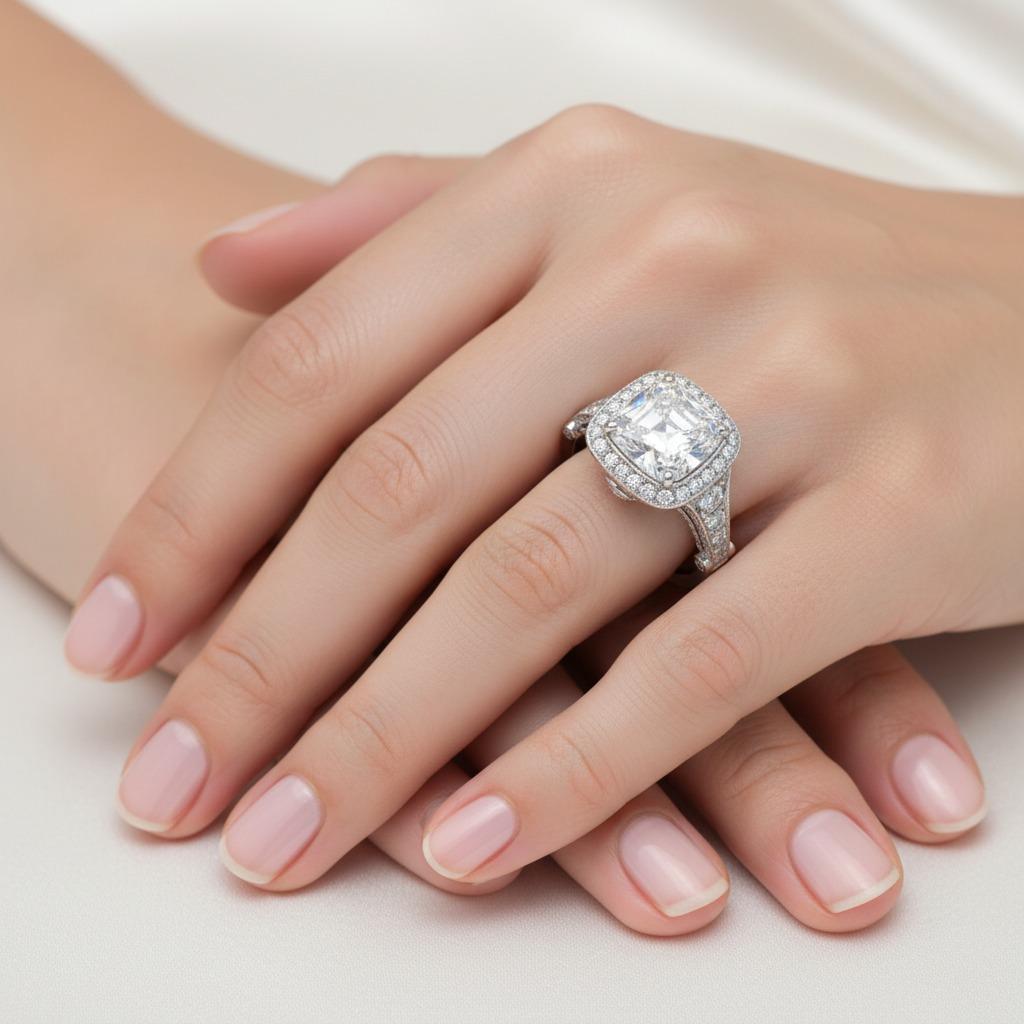 Tiffany & Co Platinum Halo Ring - 3.54 Carat Cushion Brilliant & Round Brilliant Diamonds

Cette exquise bague halo en platine de Tiffany & Co témoigne du savoir-faire légendaire de la marque et de son élégance intemporelle. La pièce maîtresse est