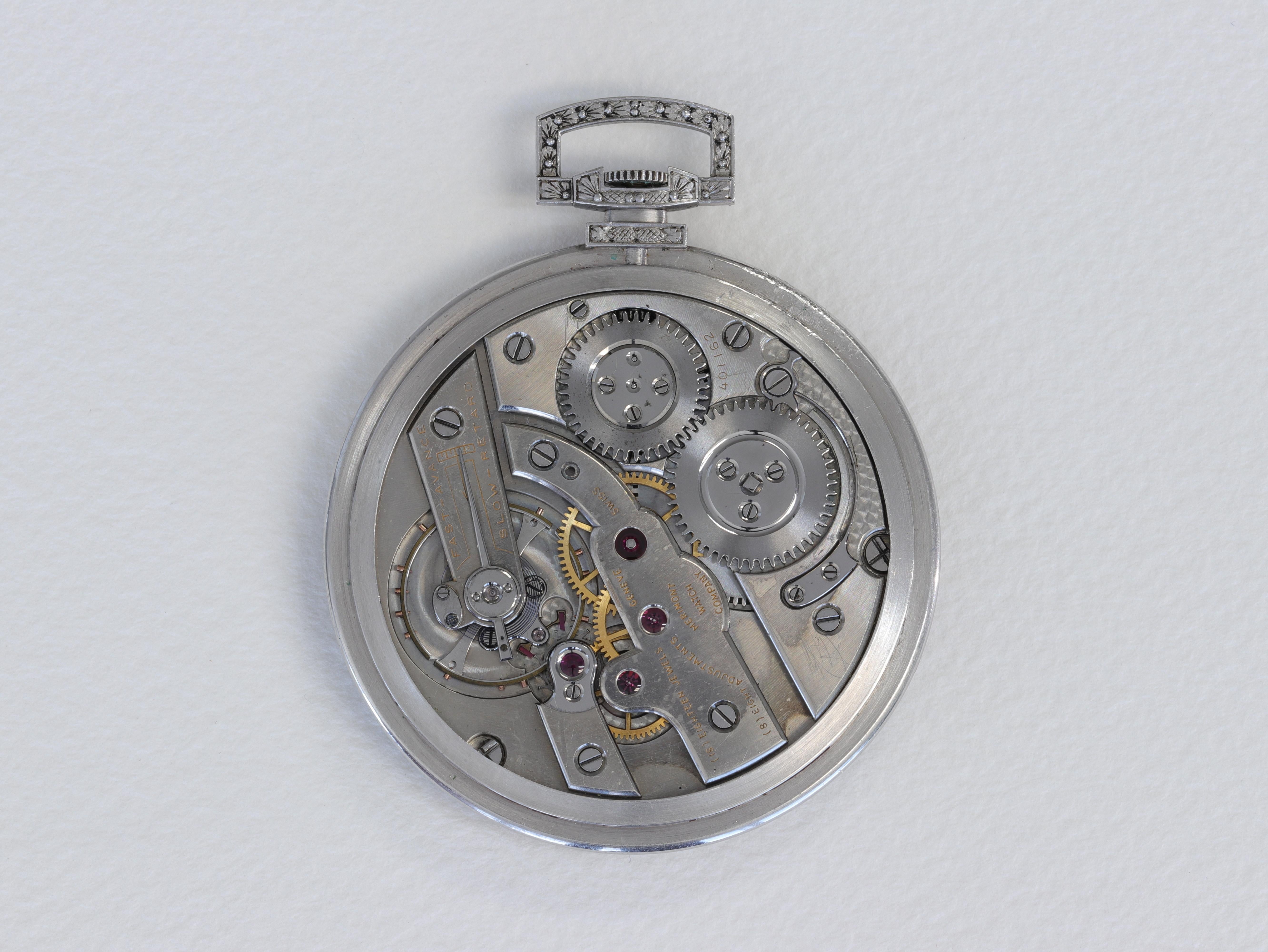 Art Deco Tiffany & Co. Platinum Hand Carved Pocket Watch