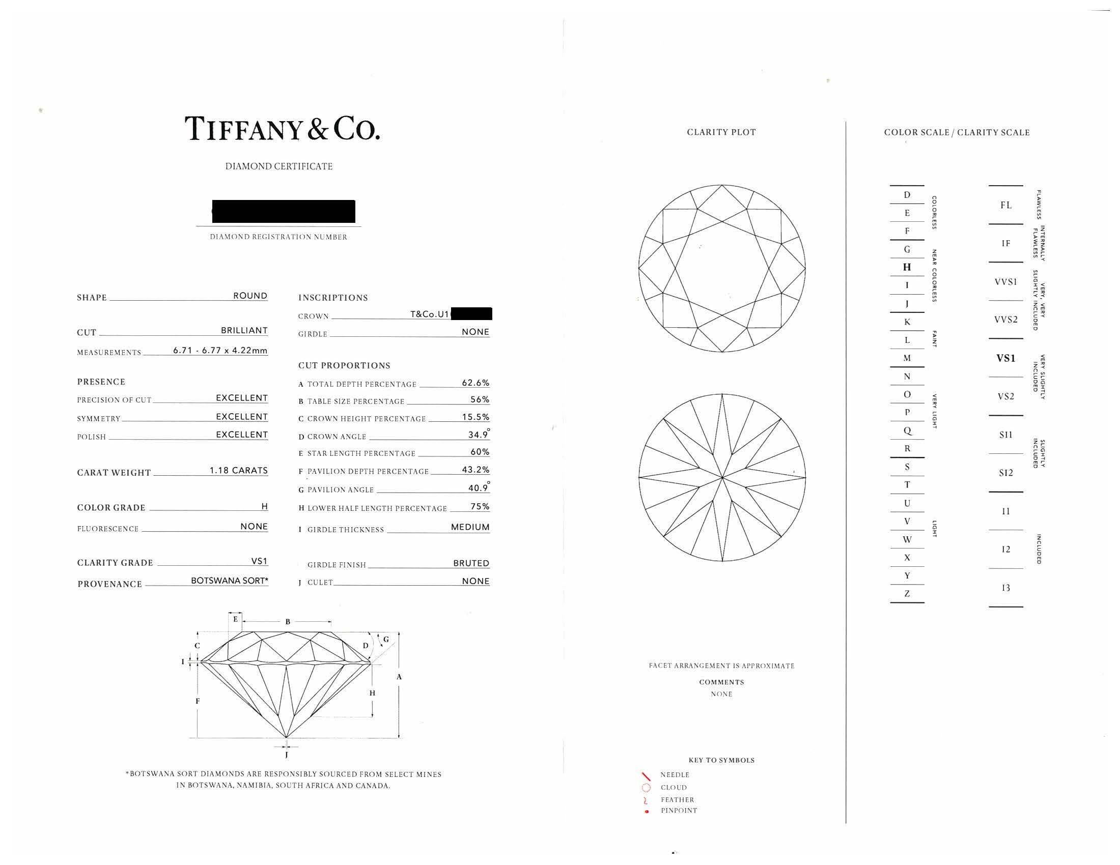 Tiffany & Co. Platin Harmony 1,18 Karat Diamant Verlobungsring H VS1 Dreifach Ex 3
