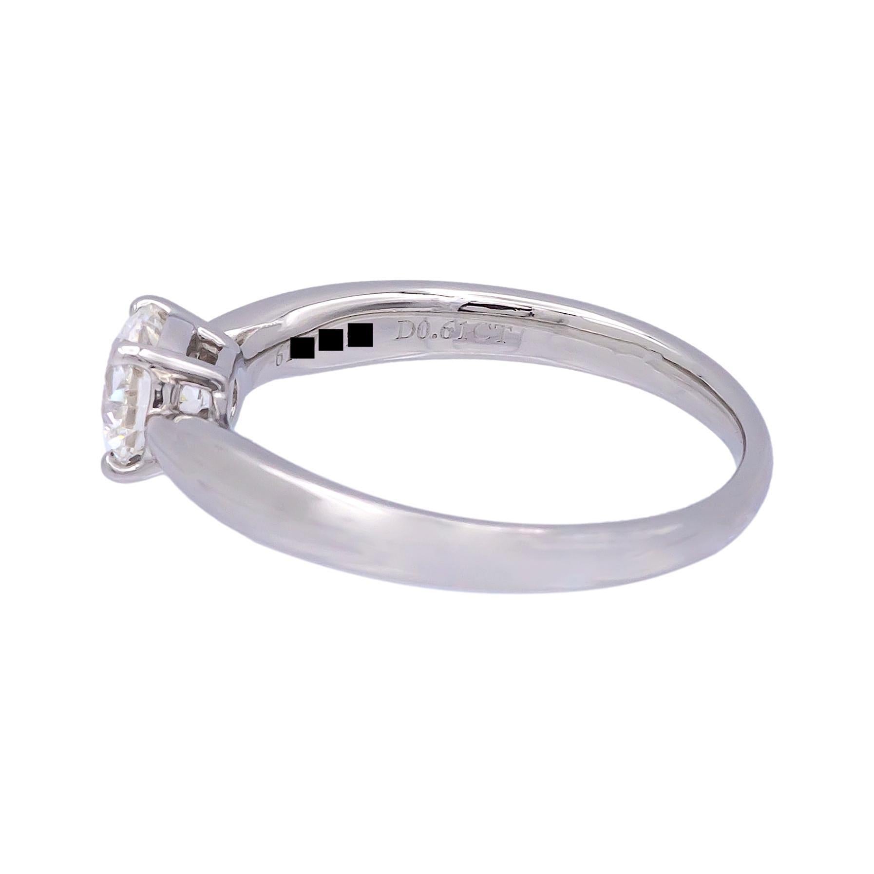 Round Cut Tiffany & Co. Platinum Harmony Diamond Engagement Ring 0.61 cts. Round  G VS1