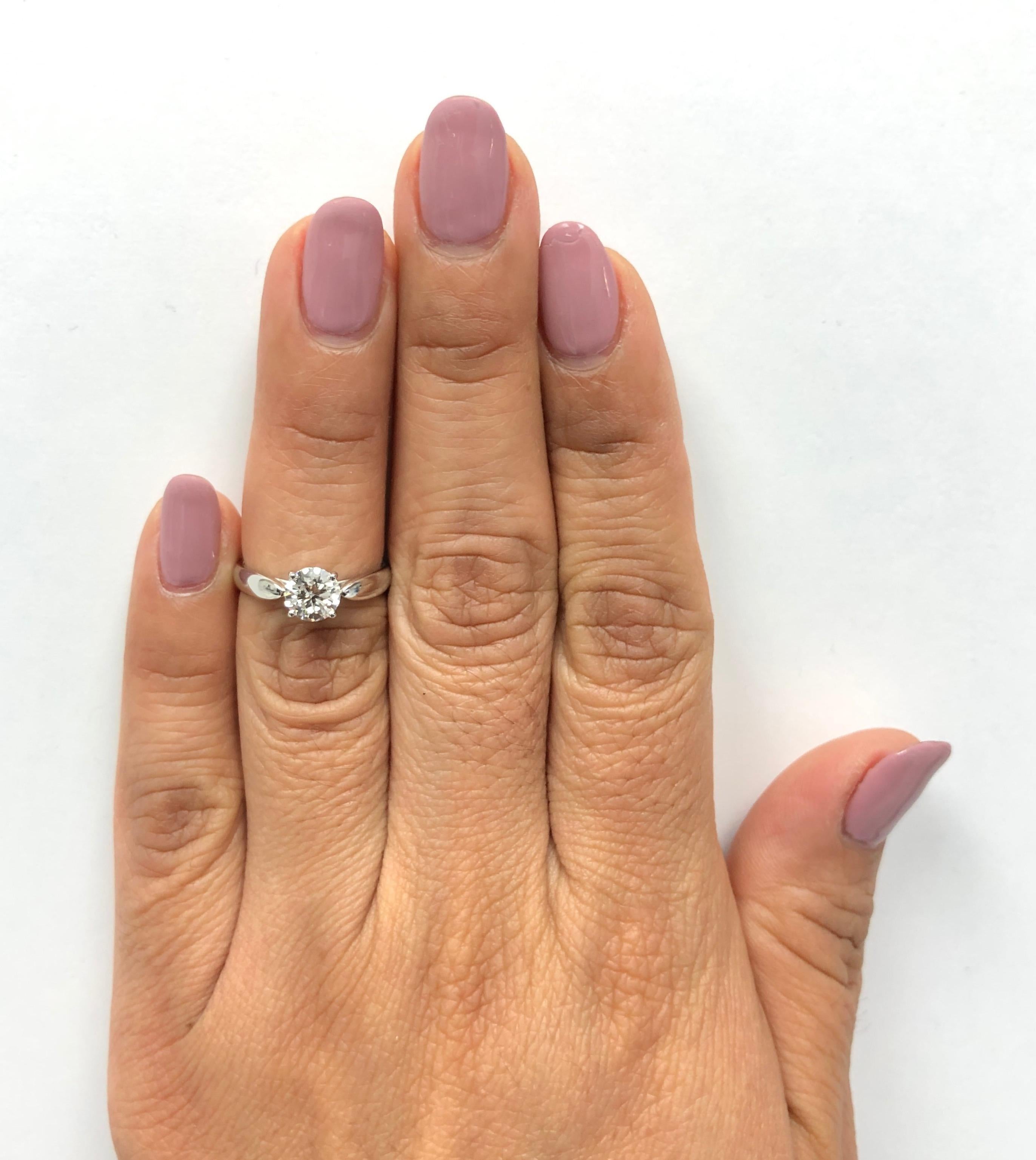 Tiffany & Co. Platinum Harmony Diamond Engagement Ring .80 Cts. Round HVS1 w/Rec 3