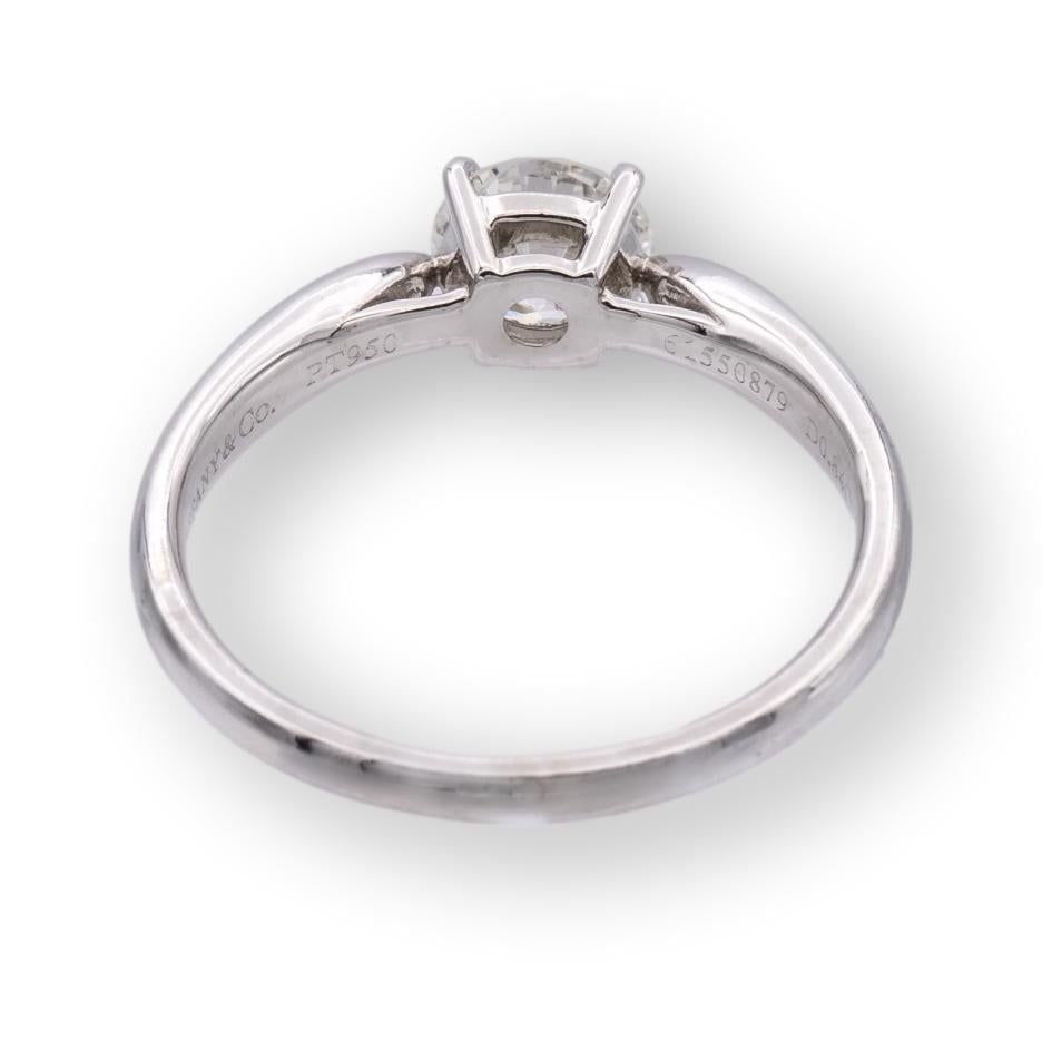 Modern Tiffany & Co. Platinum Harmony Diamond Engagement Ring .84cts. Round IVVS1 w/Rec