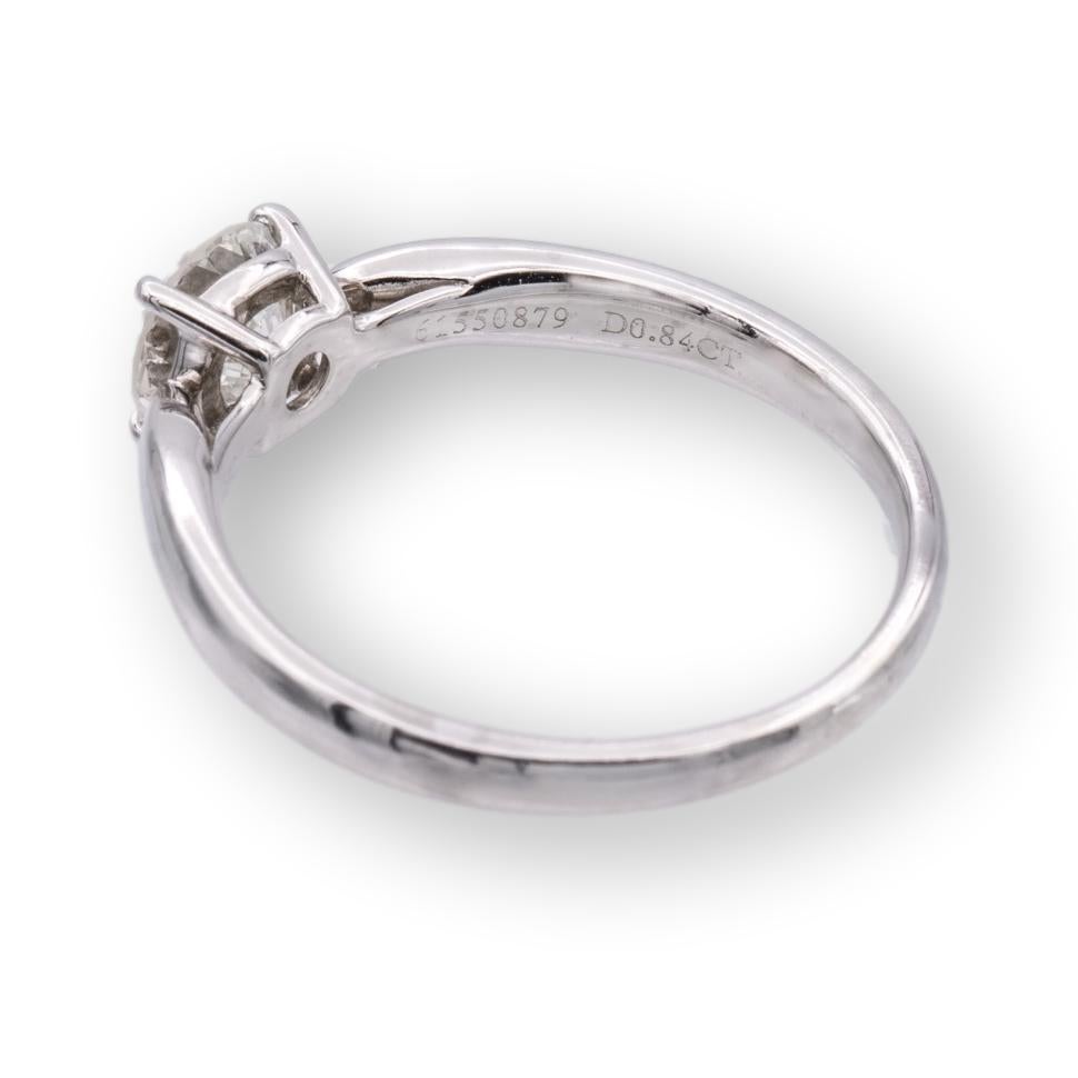 Round Cut Tiffany & Co. Platinum Harmony Diamond Engagement Ring .84cts. Round IVVS1 w/Rec