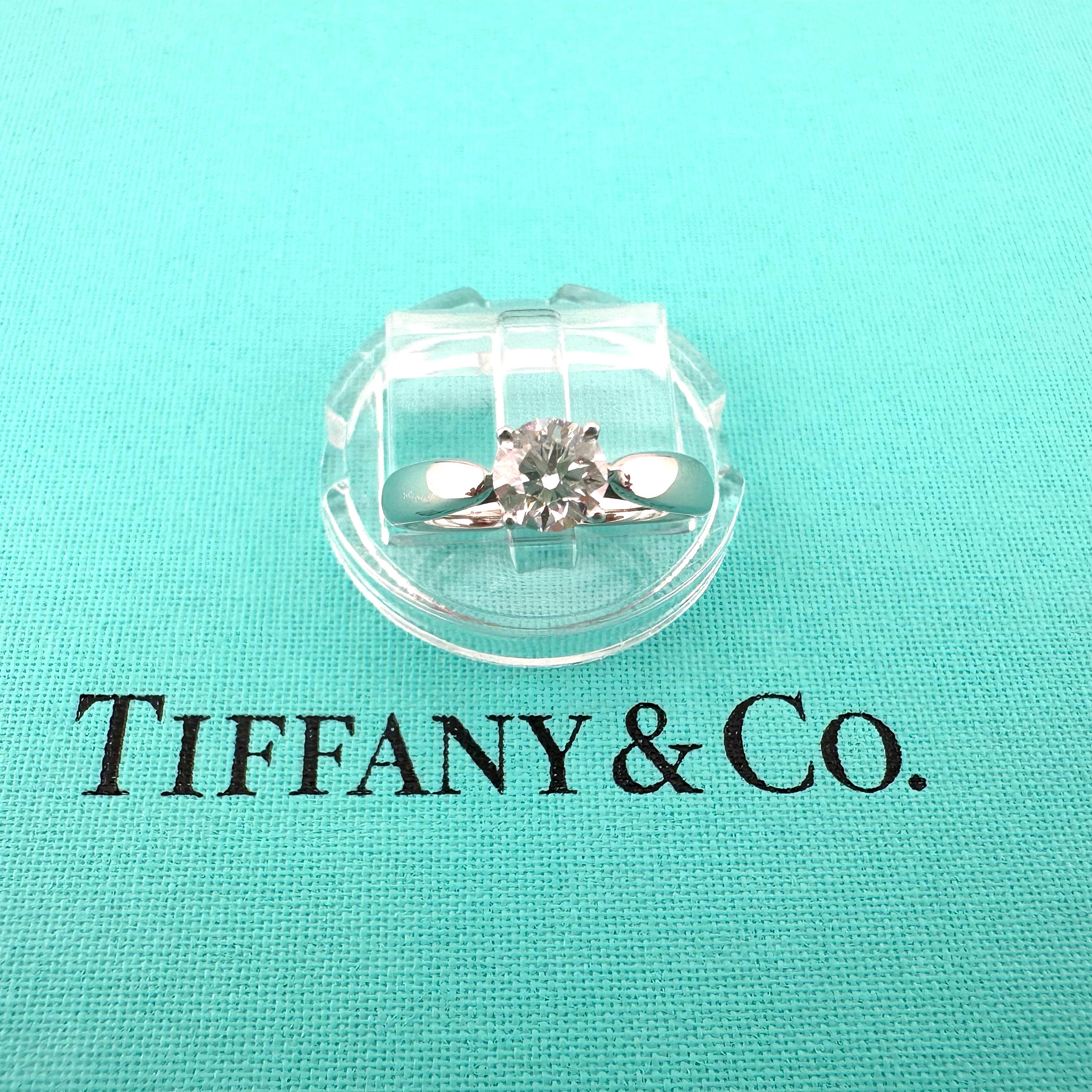 Tiffany & Co Platinum Harmony Round Diamond 0.44 ct H VS1 Engagement Ring For Sale 5