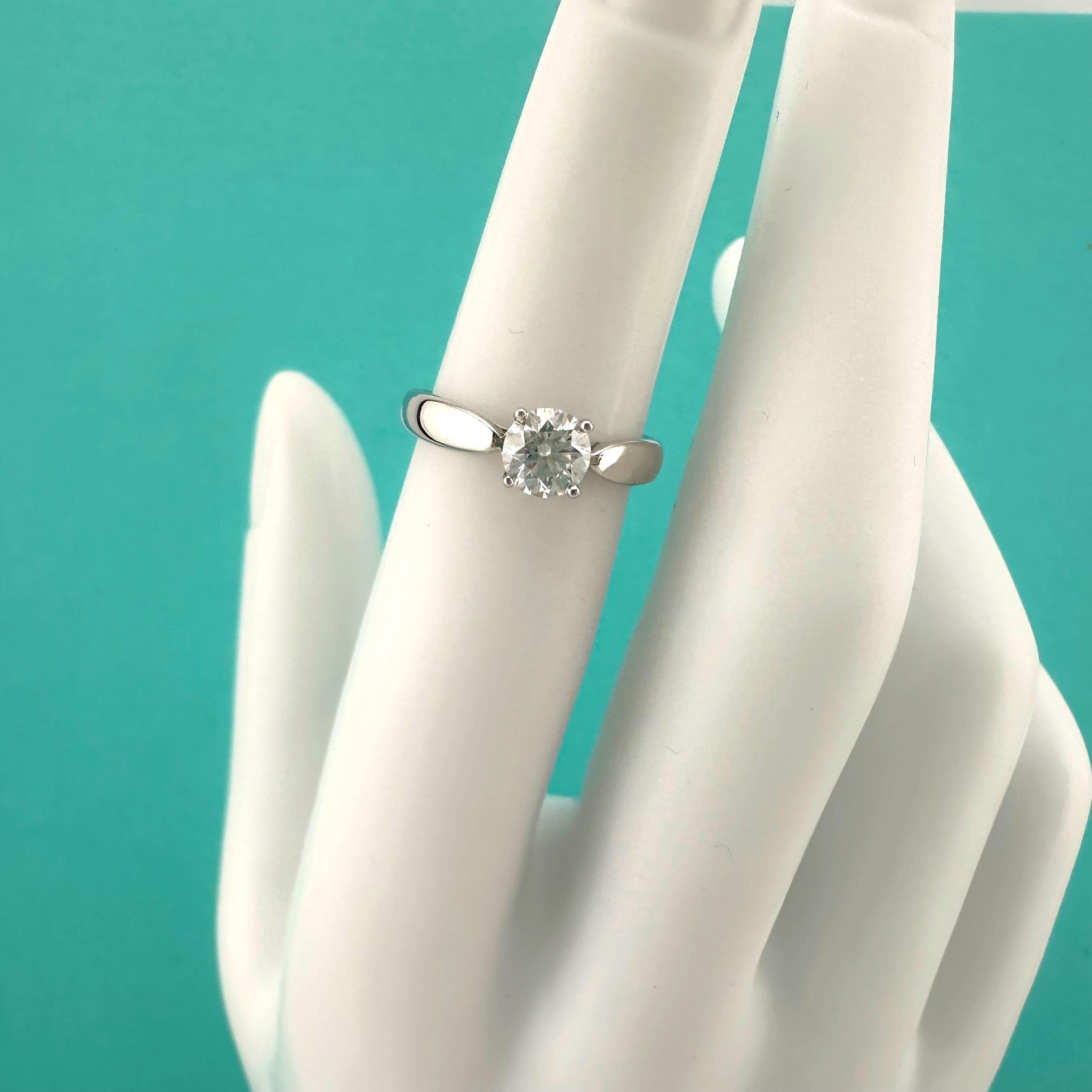 Tiffany & Co Platinum Harmony Round Diamond 0.44 ct H VS1 Engagement Ring For Sale 6