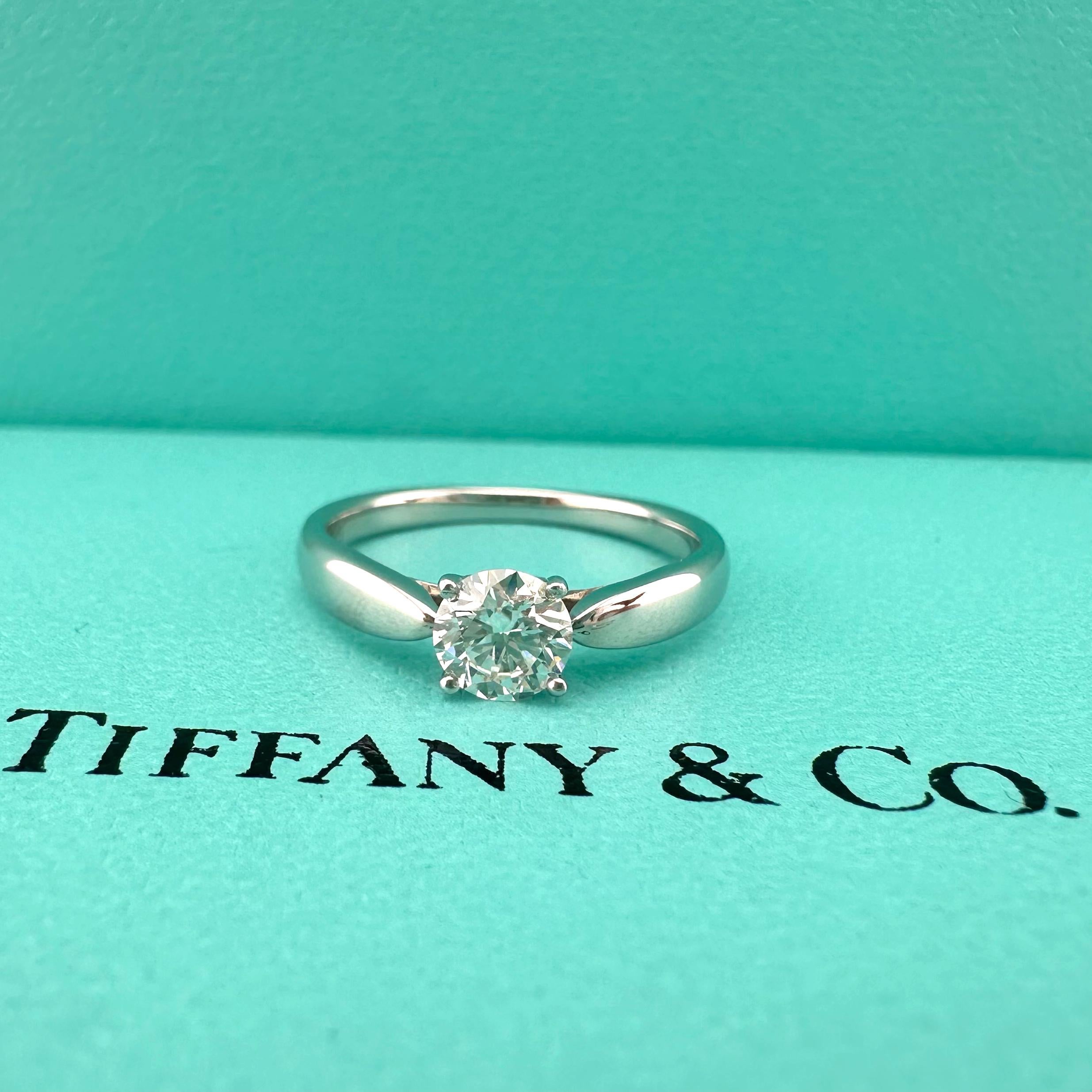 Tiffany & Co Platinum Harmony Round Diamond 0.44 ct H VS1 Engagement Ring For Sale 9