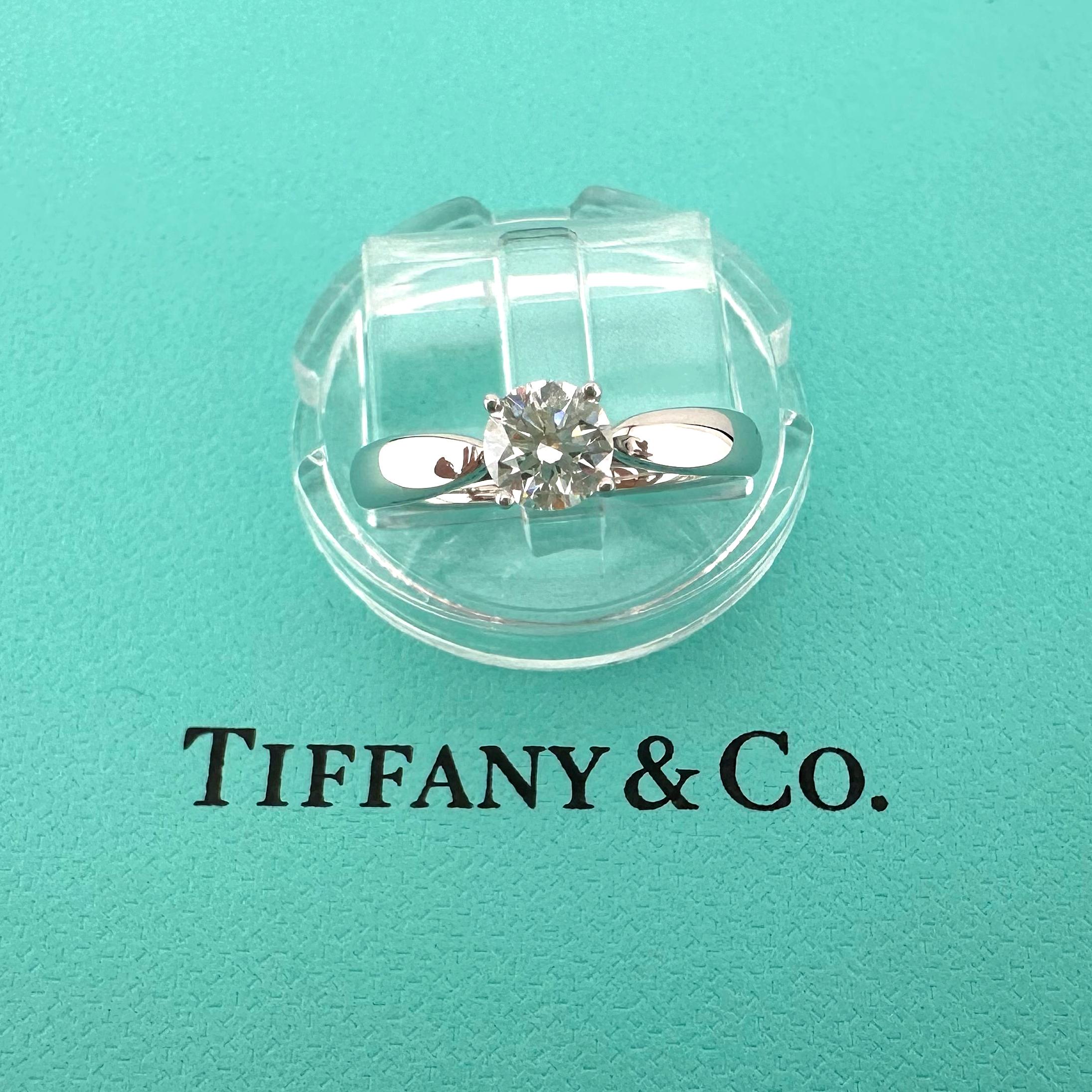 Tiffany & Co Platinum Harmony Round Diamond 0.44 ct H VS1 Engagement Ring For Sale 10