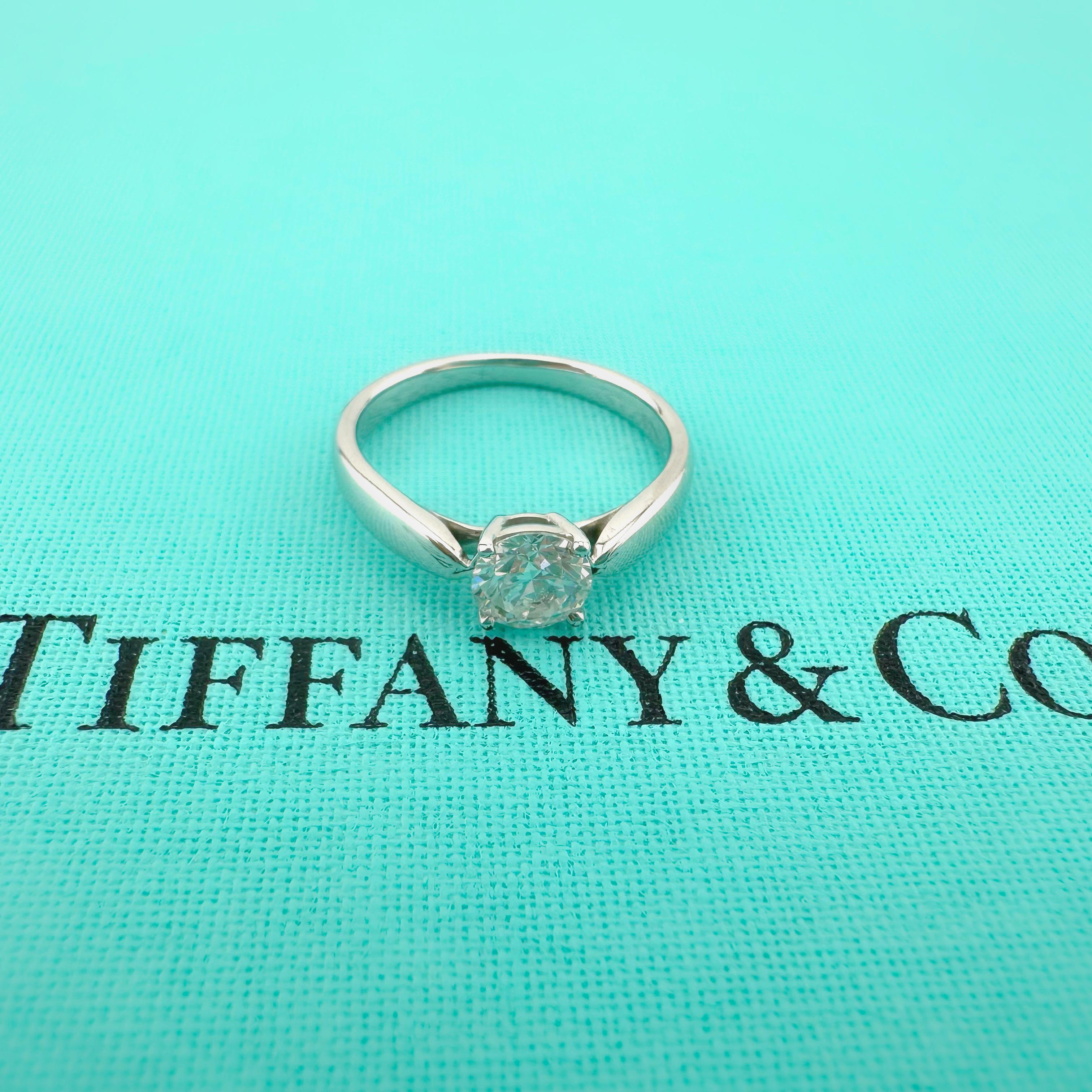 Tiffany & Co Platinum Harmony Round Diamond 0.44 ct H VS1 Engagement Ring For Sale 3