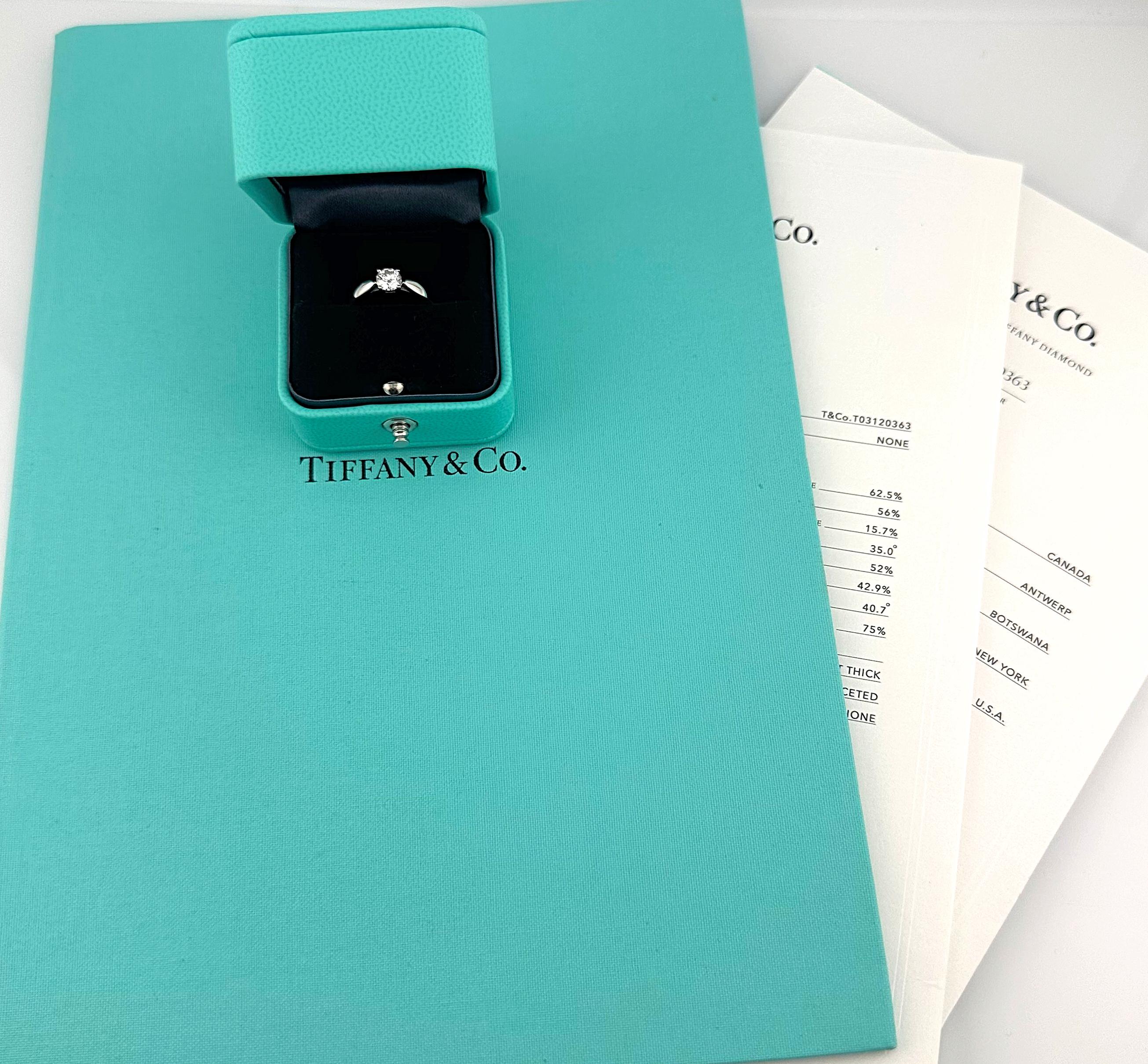 Tiffany & Co Platinum Harmony Round Diamond 0.45 ct F VS1 Engagement Ring For Sale 7