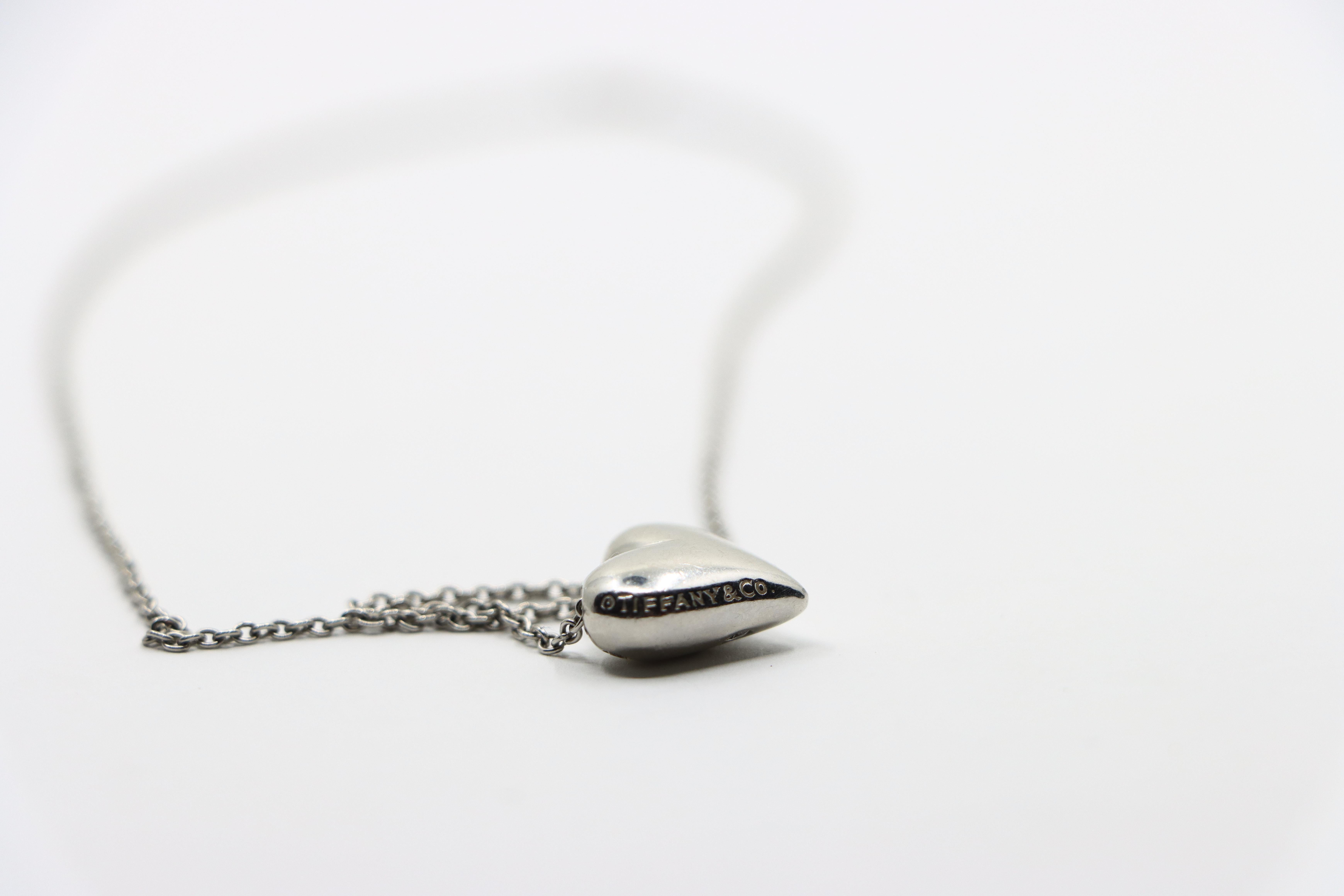 Tiffany & Co Platinum Heart Diamonds Pendant Necklace For Sale 2