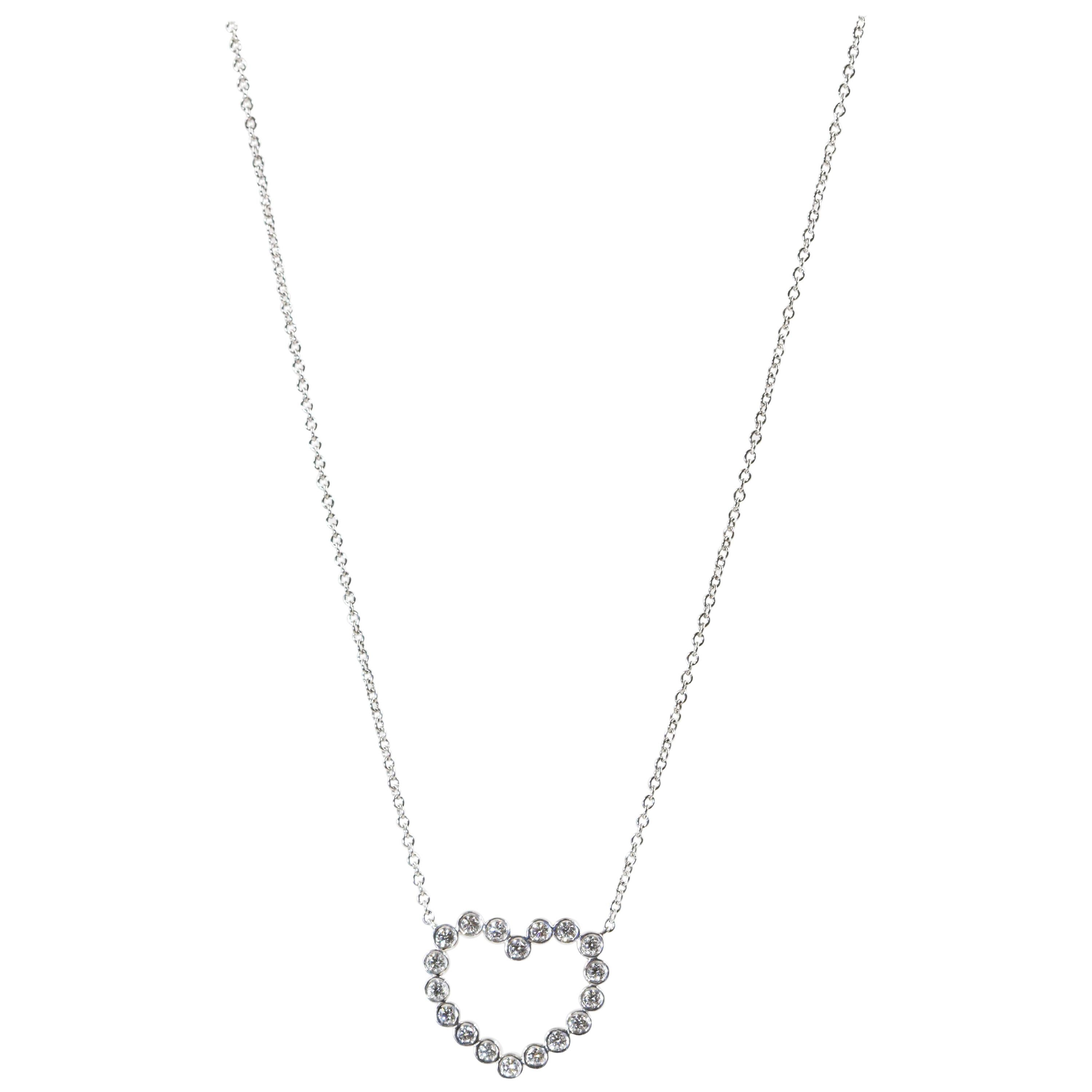 Tiffany & Co. Platinum Heart Necklace with Diamonds For Sale