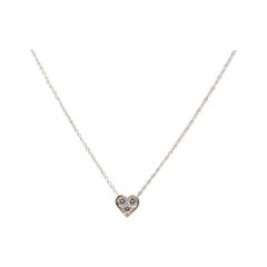 Tiffany & Co Platinum Hearts Pendant With Round Cut Diamonds and Original Boxes