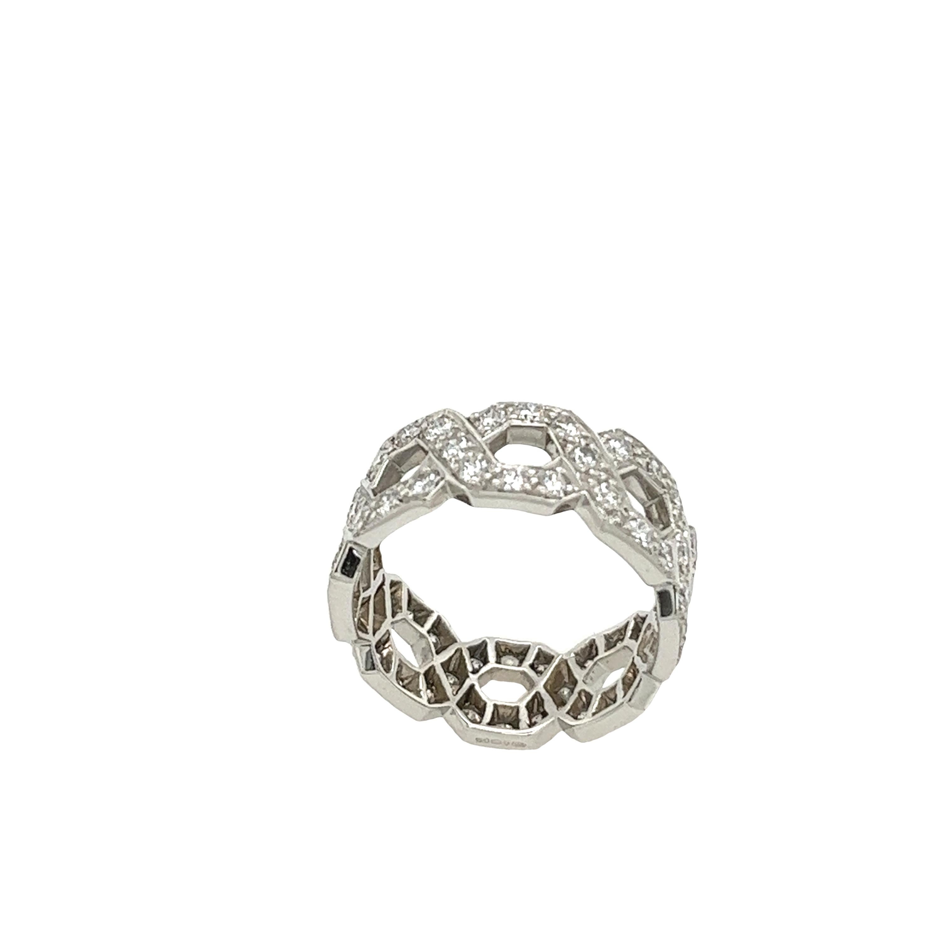 Tiffany & Co. Sechseckiger Platin-Diamantring aus Platin mit 1,20 Karat F/VS-Diamanten- Größe 6 1