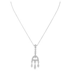 Tiffany & Co. Platinum Jazz Buckle Diamond Pendant Necklace 1.46 Carat