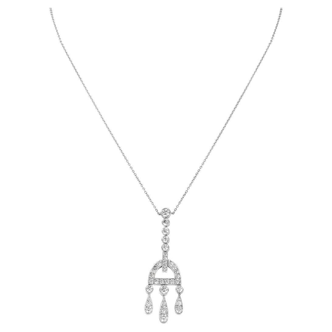 Tiffany & Co. Platinum Jazz Buckle Diamond Pendant Necklace 1.46 Carat For Sale
