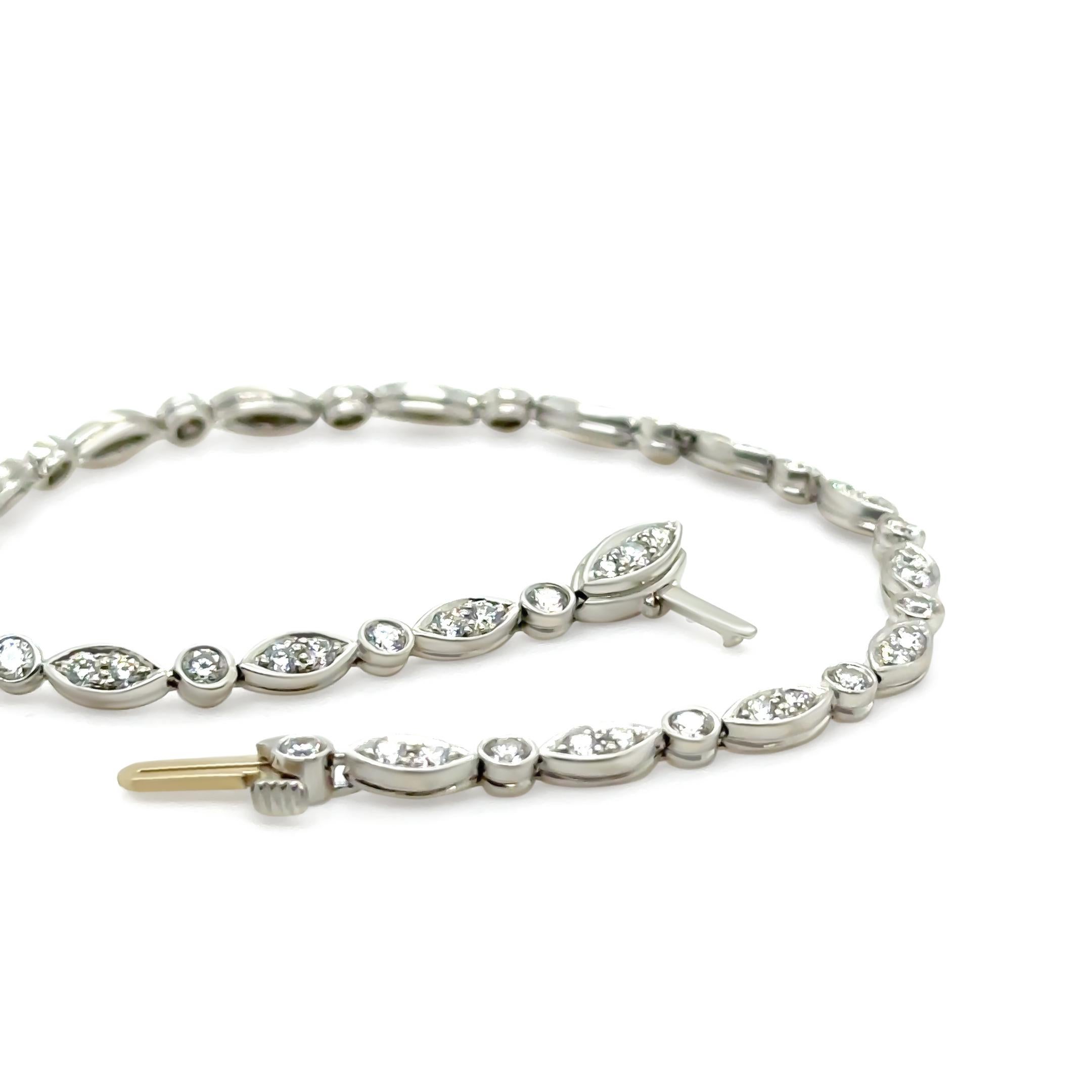 Round Cut Tiffany & Co. Platinum Jazz Diamond Tennis Bracelet 1.60ct 11.21g