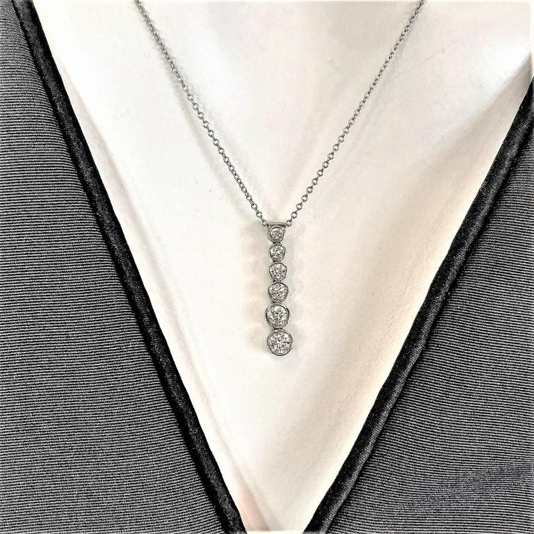Tiffany and Co. Platinum Jazz, Graduated Diamond Drop Pendant For Sale