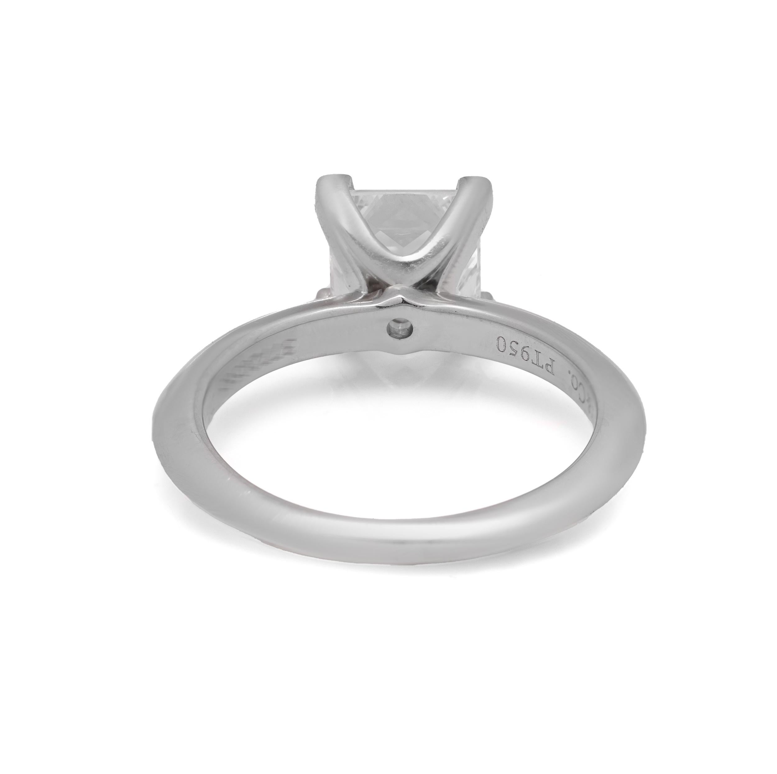 Women's Tiffany & Co. Platinum ladies ring with 1.19 cts. Princess-cut diamond For Sale