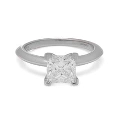 Used Tiffany & Co. Platinum ladies ring with 1.19 cts. Princess-cut diamond