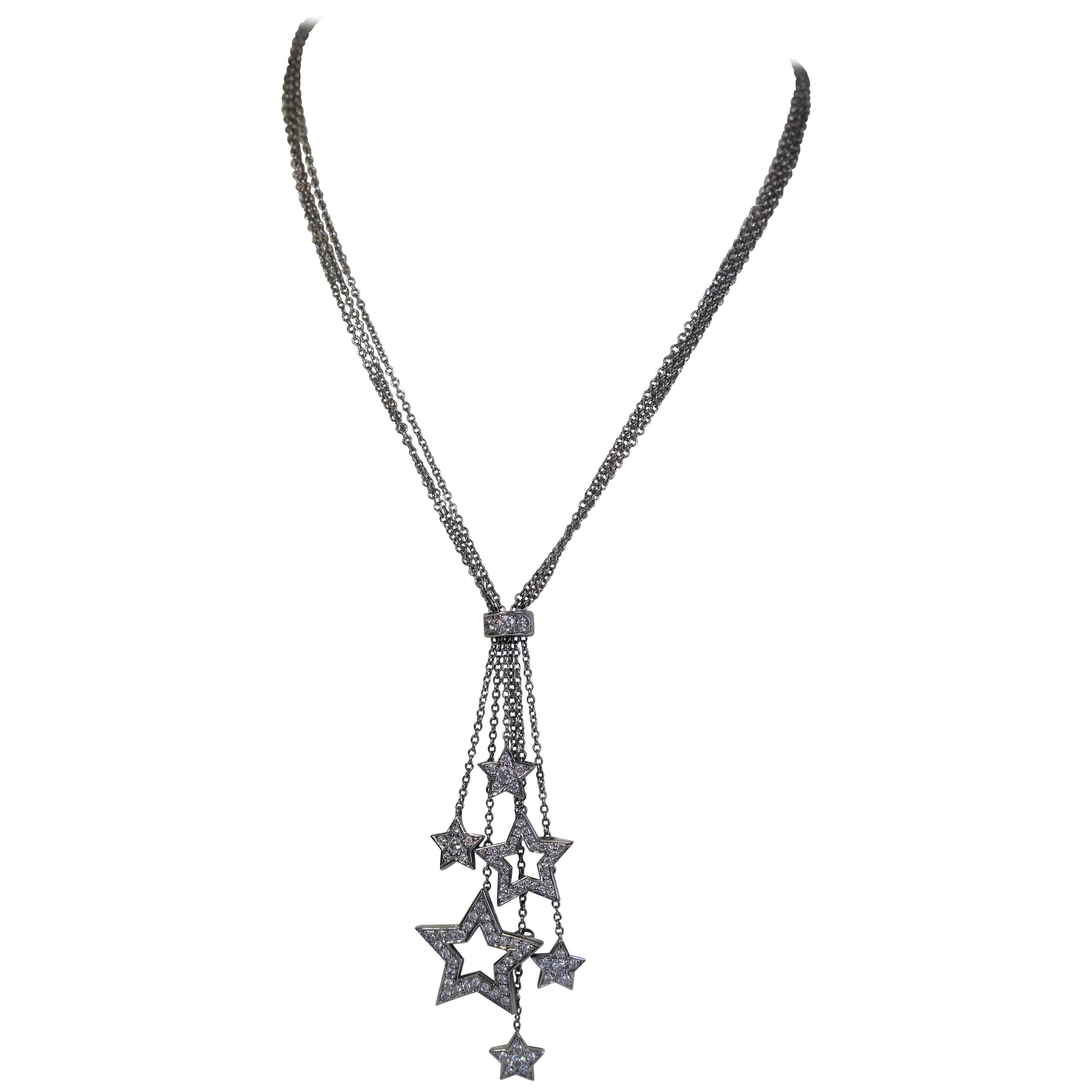 Tiffany & Co. Platinum Ladies Star Collection Diamond Necklace For Sale