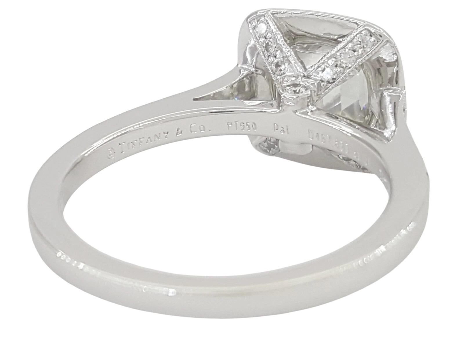 Contemporary Tiffany & Co. Platinum Legacy Cushion Brilliant Cut Diamond Engagement Ring For Sale