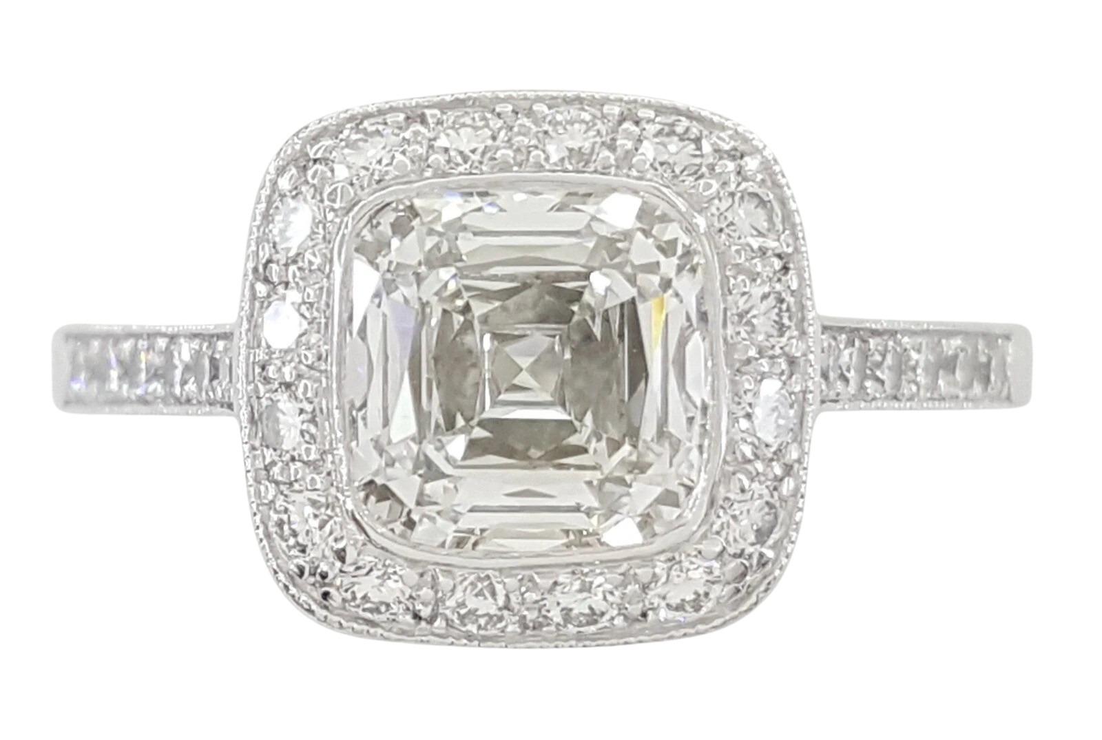 Cushion Cut Tiffany & Co. Platinum Legacy Cushion Brilliant Cut Diamond Engagement Ring For Sale