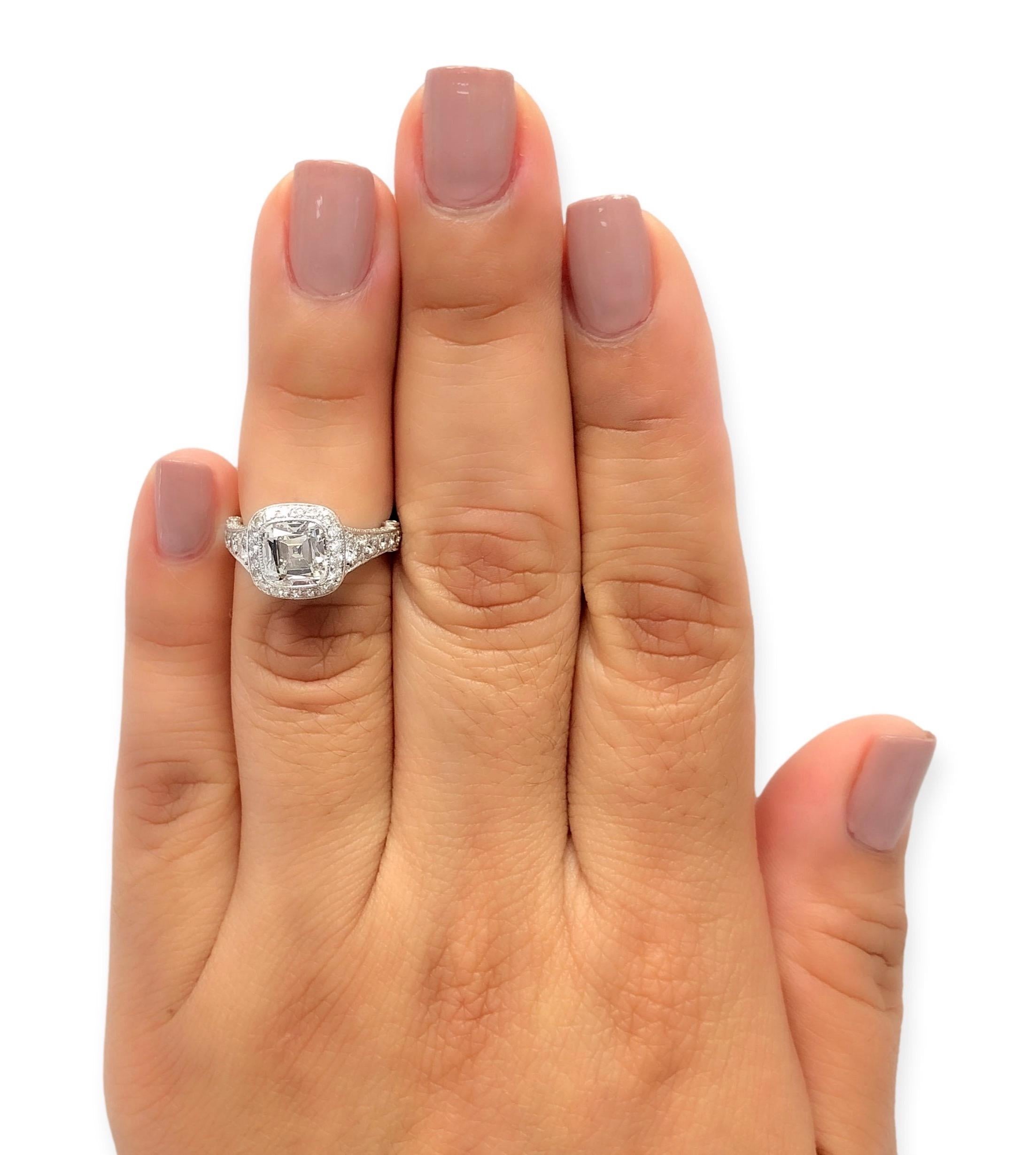 Tiffany & Co. Platinum Legacy Cushion Diamond Engagement Ring 2.70cts. TW GVVS1 In Excellent Condition In New York, NY