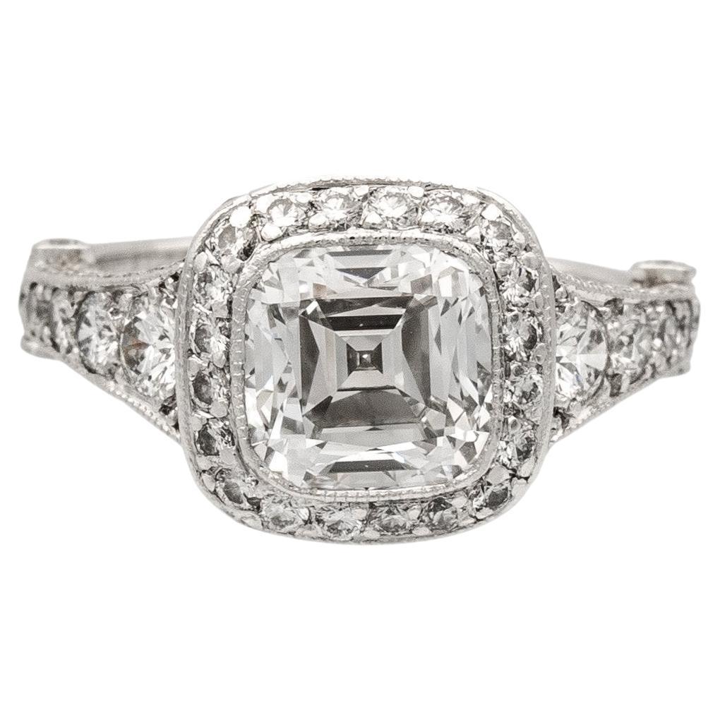 Tiffany & Co. Platinum Legacy Cushion Diamond Engagement Ring 2.70cts. TW GVVS1
