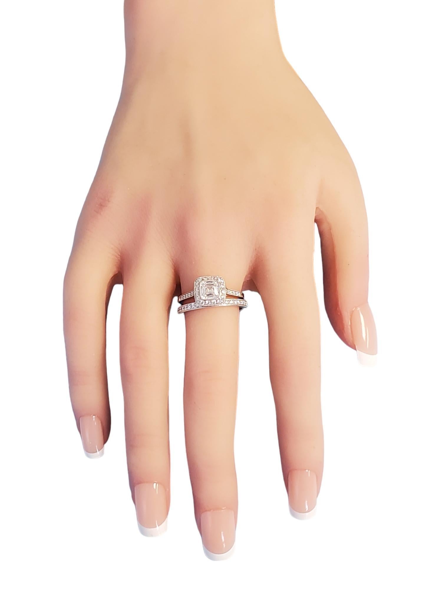Tiffany Co. Platinum Legacy Cushion Diamond Ring 1.68tcw F VS1 & Eternity Band For Sale 1